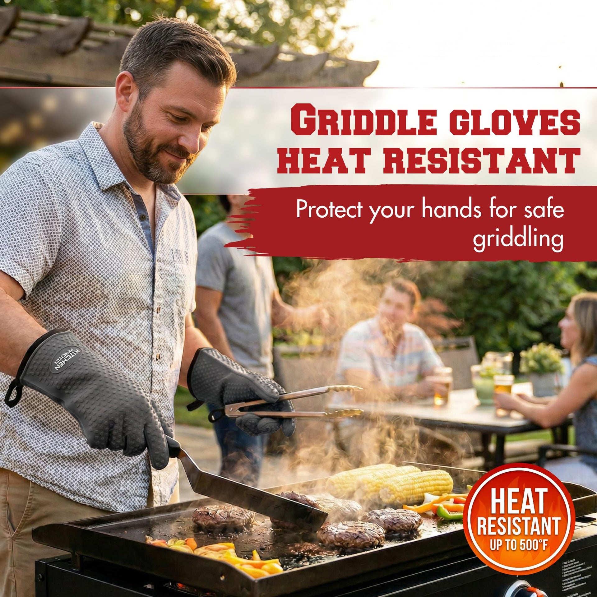 Silicone Griddle Grill Gloves Heat Resistant Oven Mitts