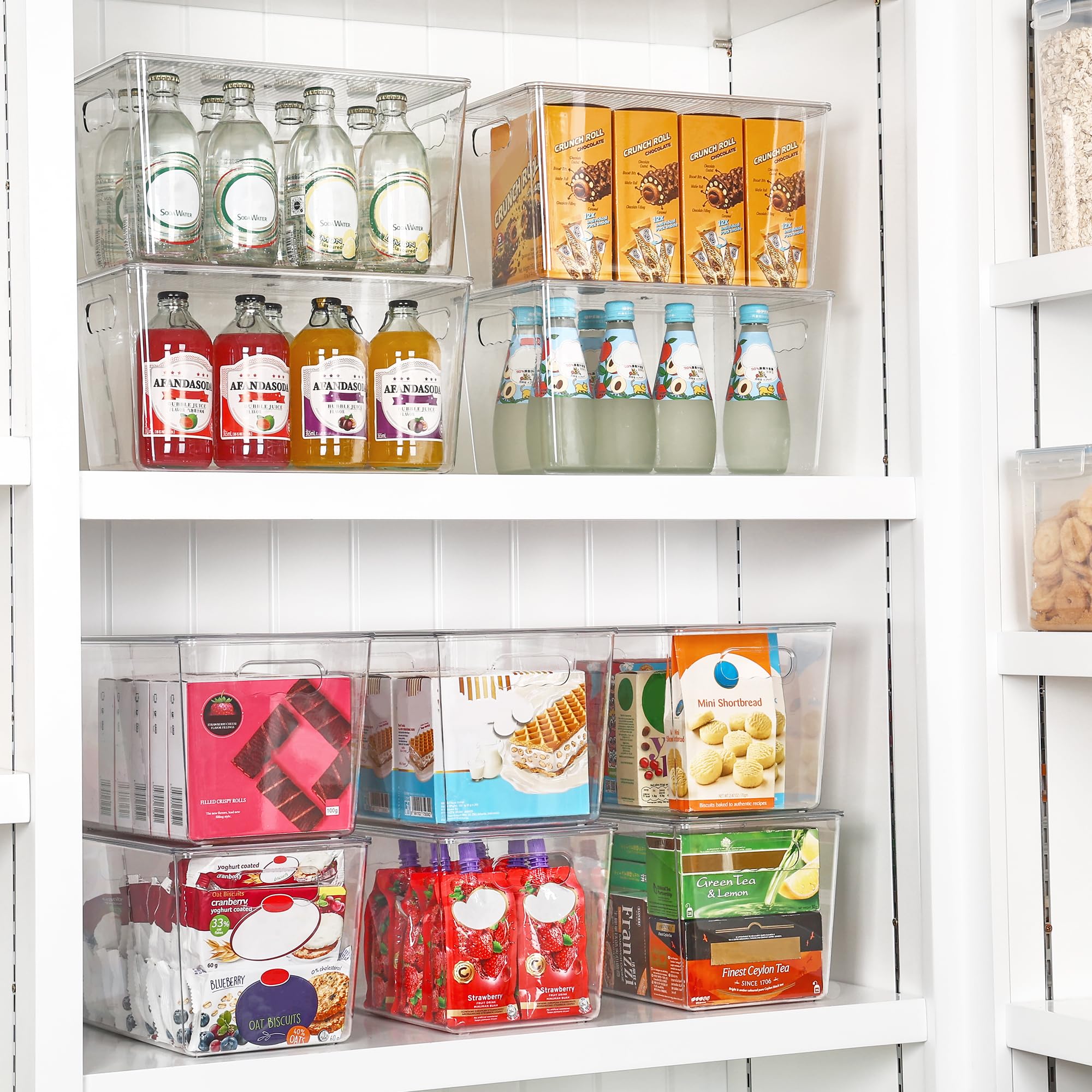 6 Pack Clear Stackable Storage Bins with Lids and Handles (6 Count)