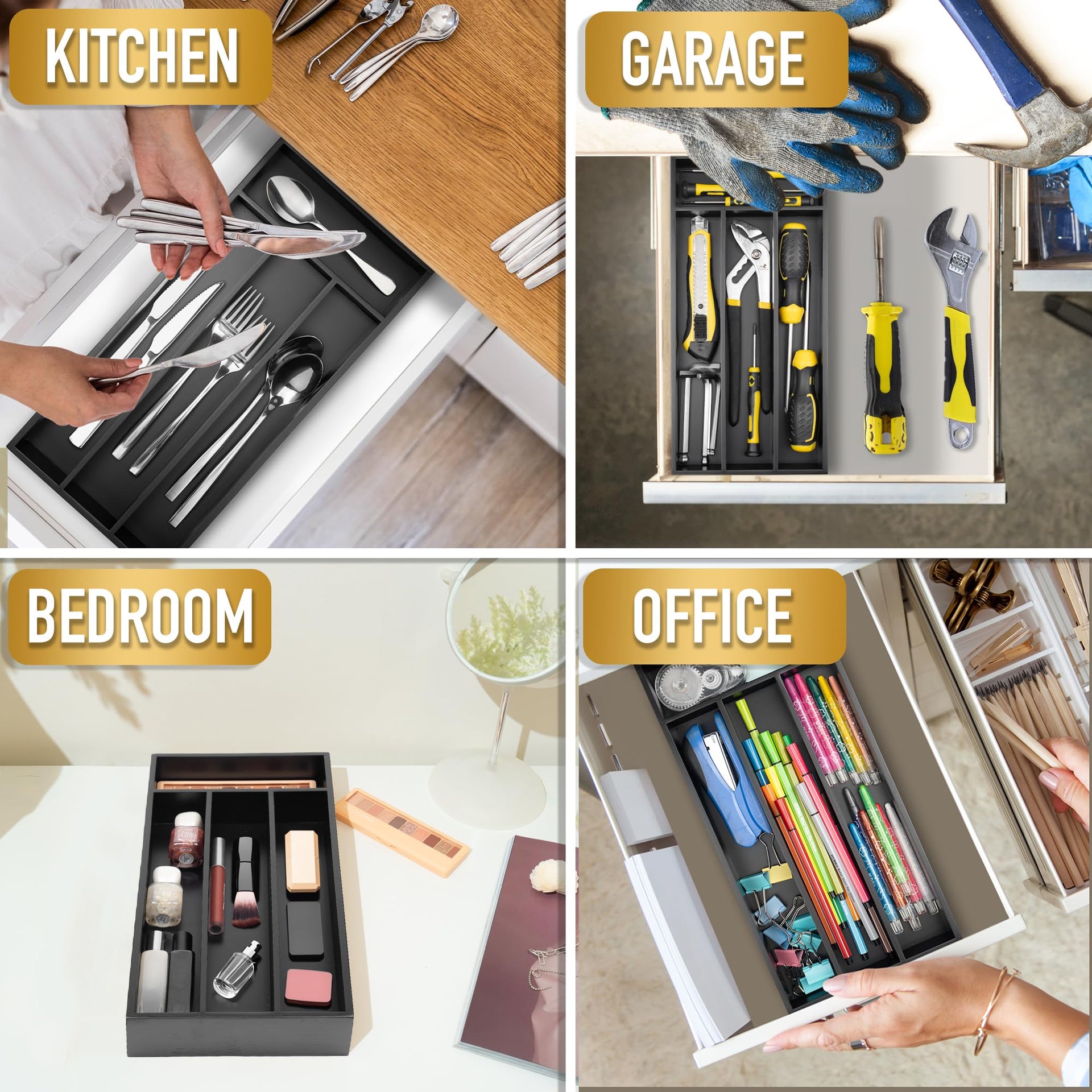 Silverware Organizer Small Bamboo Kitchen Drawer Organizer Utensil Organizer Silverware Holder Cutlery Organizer in drawer Flatware Organizer Tray