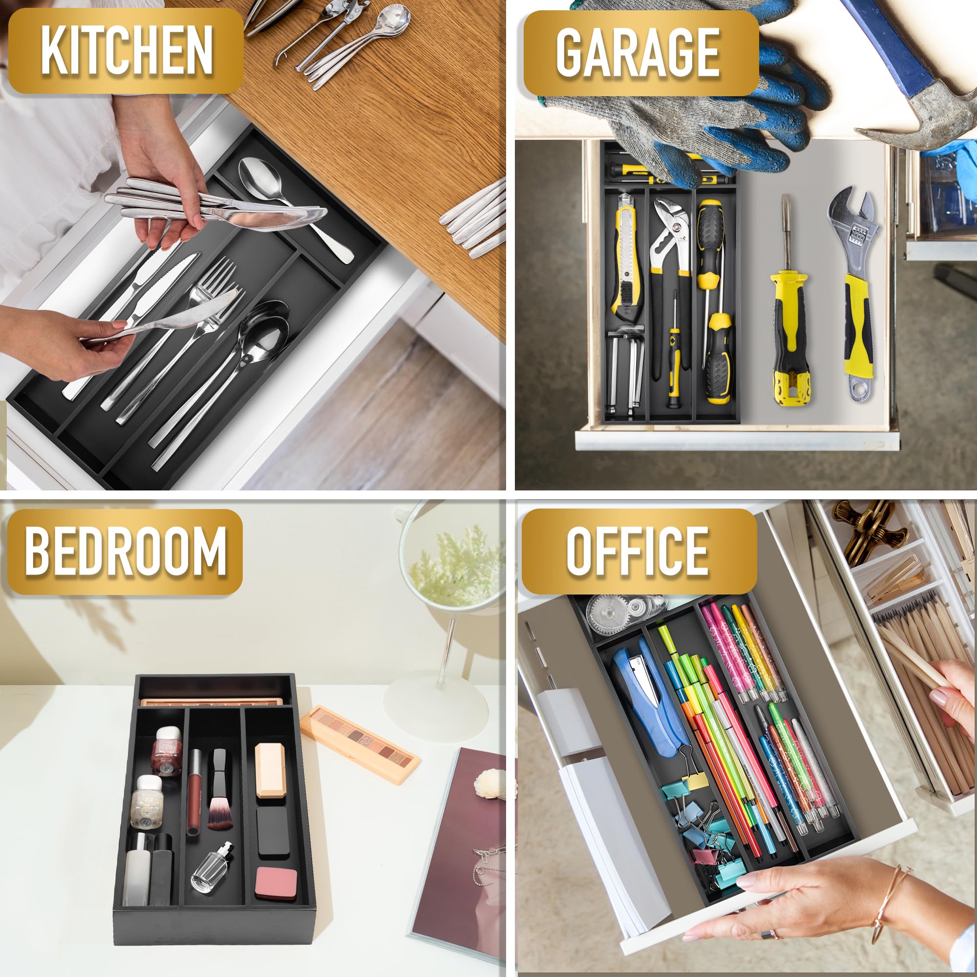 Silverware Organizer Small Bamboo Kitchen Drawer Organizer Utensil Organizer Silverware Holder Cutlery Organizer in drawer Flatware Organizer Tray