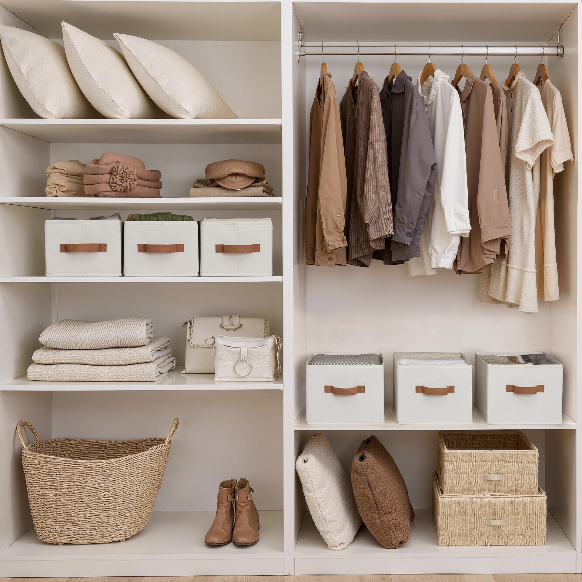 Closet Storage Bins with PU Handles (3 Count)