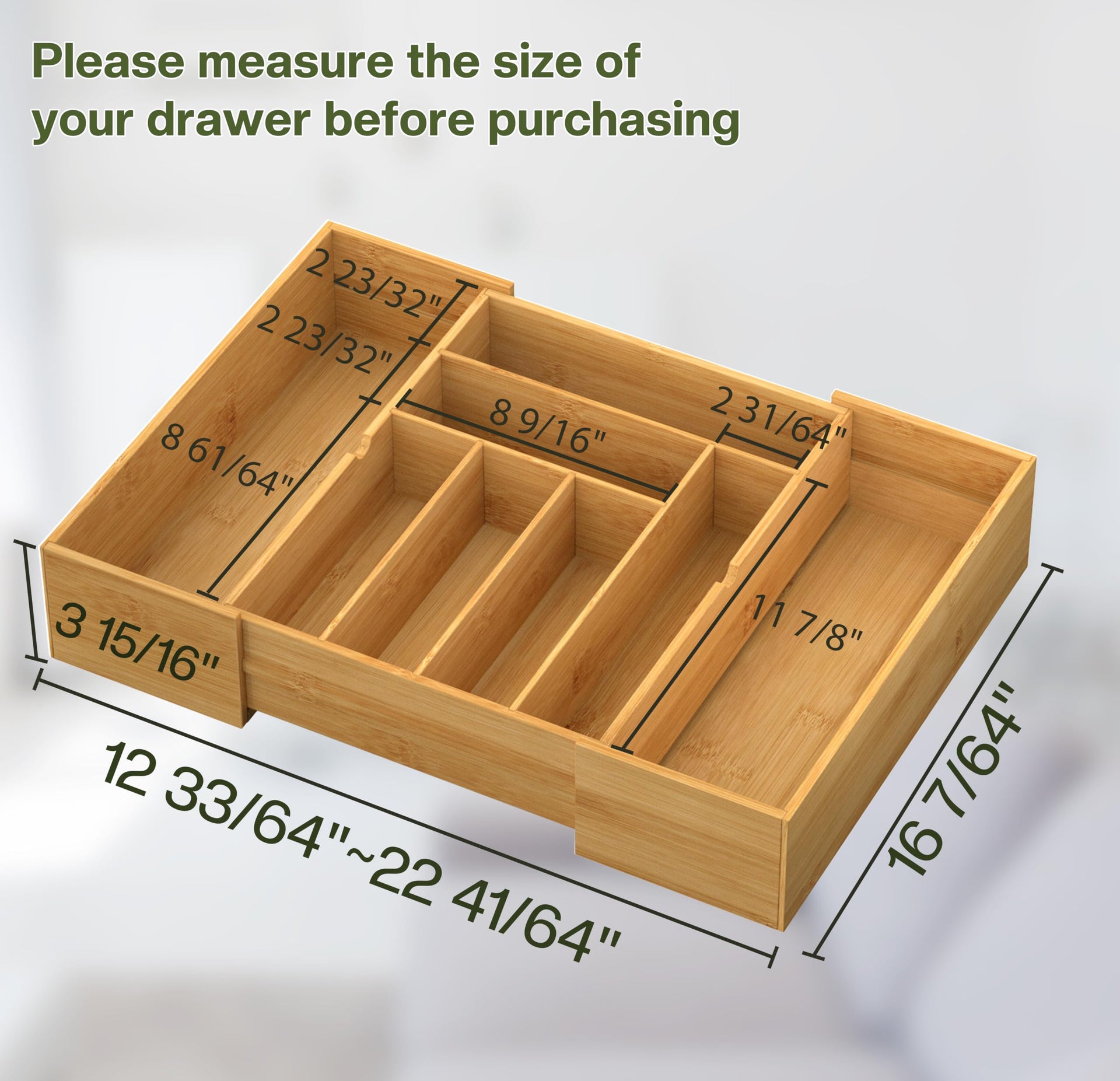 3.9inch Tall Bamboo Drawer Organizer