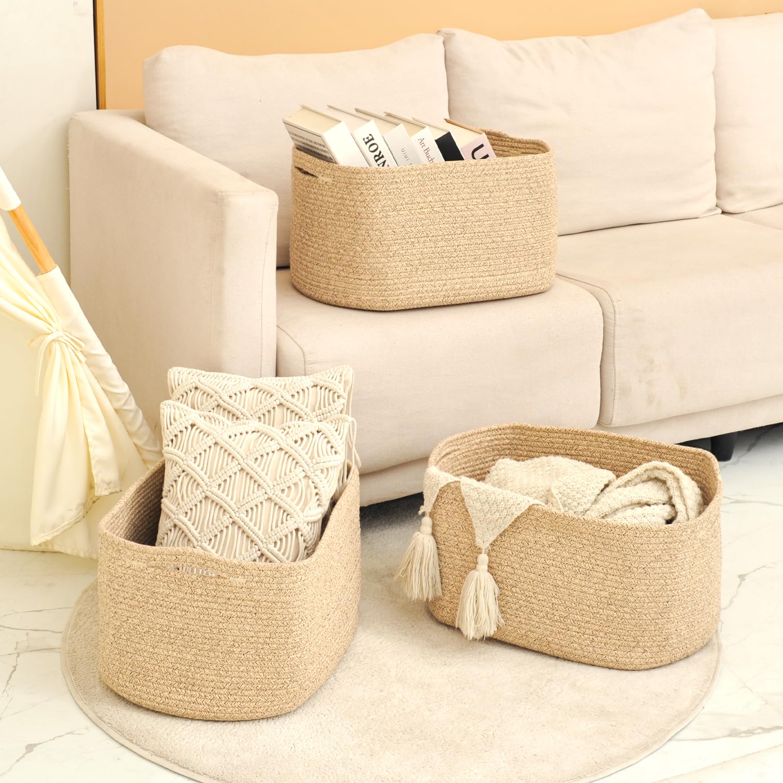 Large Storage Baskets for Organizing Shelves (3 Count)
