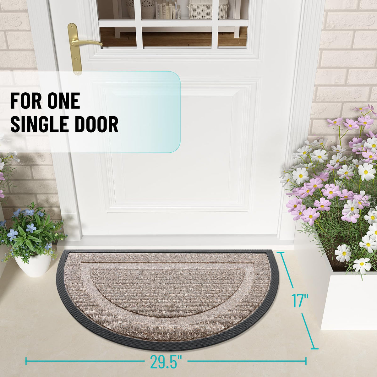 Half Circle Front Door Mat Outside 29.5x17 All (29.5 Sq Ft)