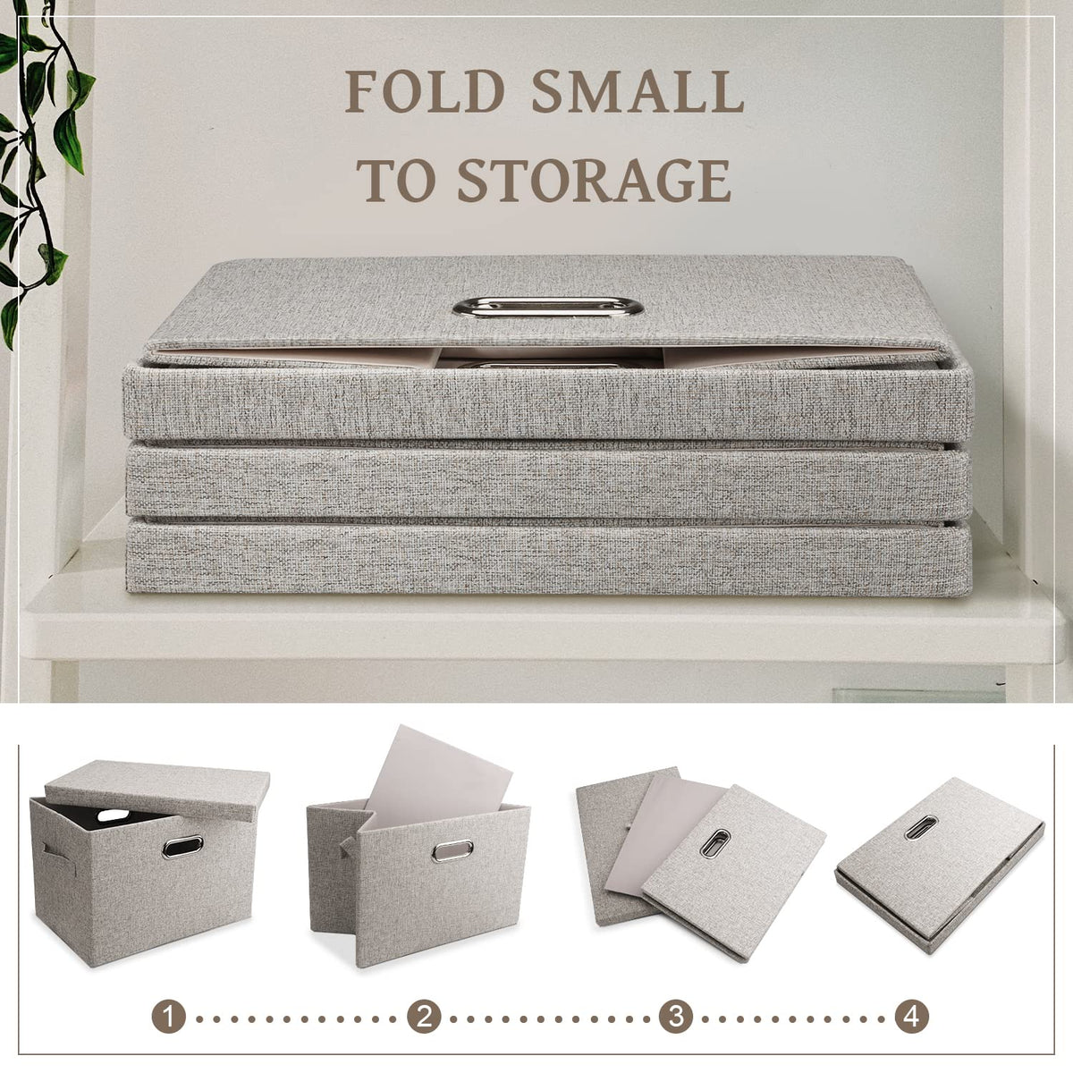 Medium 15" 21 Quart Collapsible Stackable Storage Bins with Lids