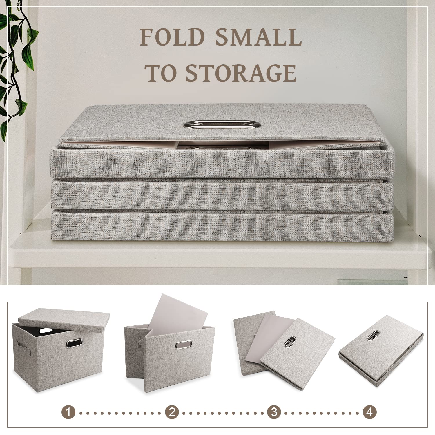 Large 17 36 Quart Collapsible Stackable Storage Bins with Lids