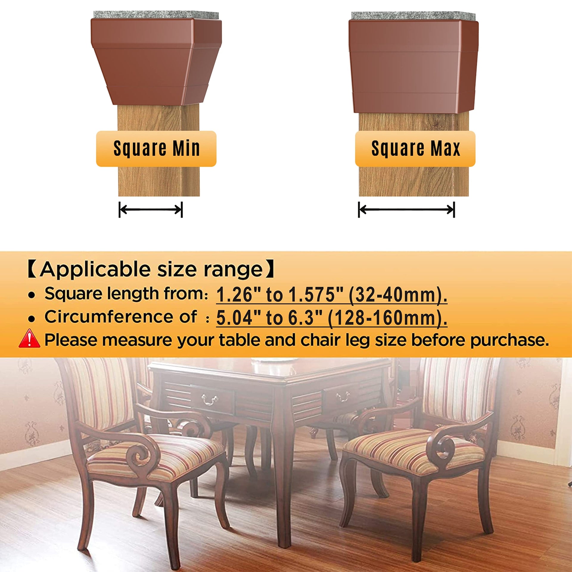 Square Chair Leg Protectors for Hardwood Floors (16 Count)