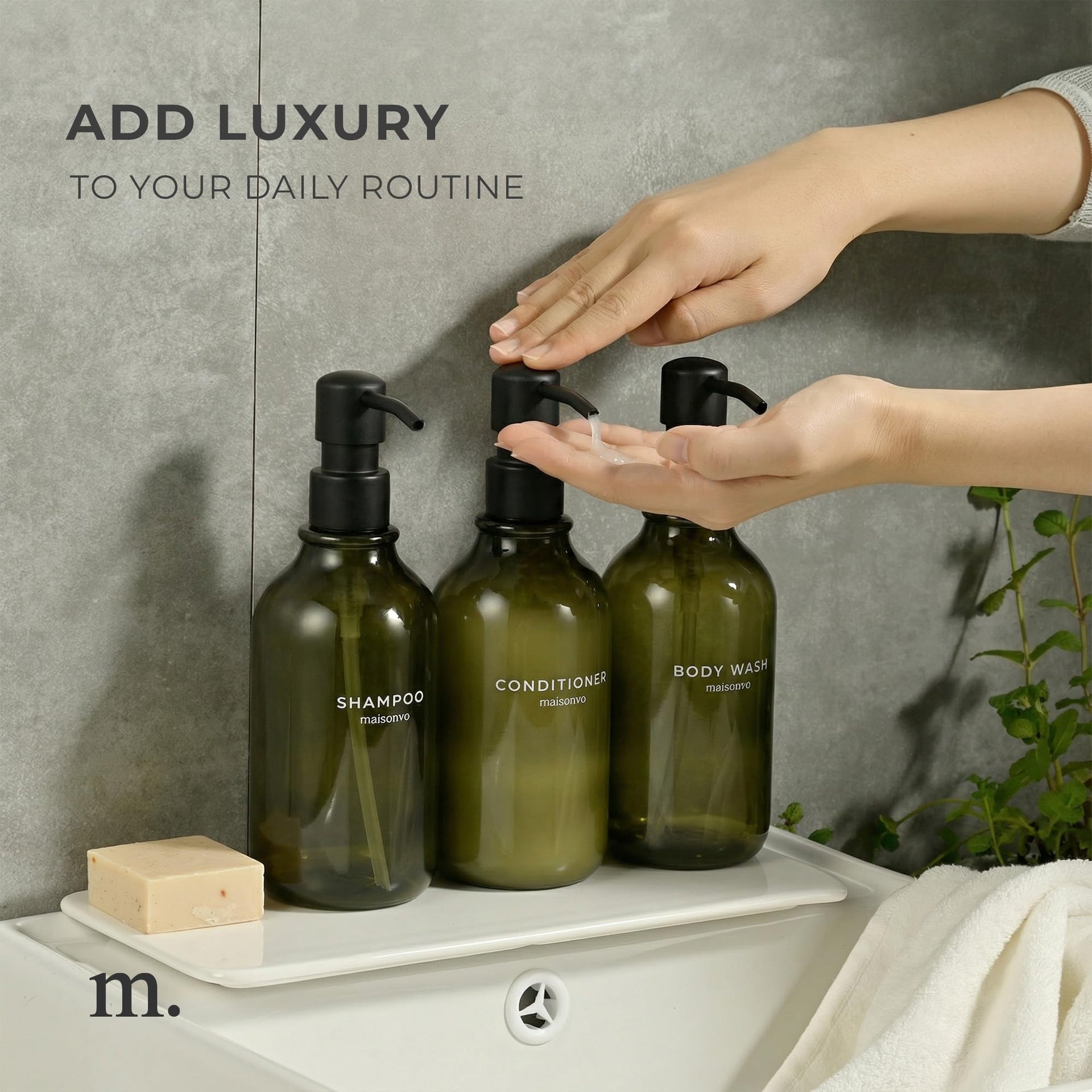 Refillable Shampoo and Conditioner Bottles (3 Count)