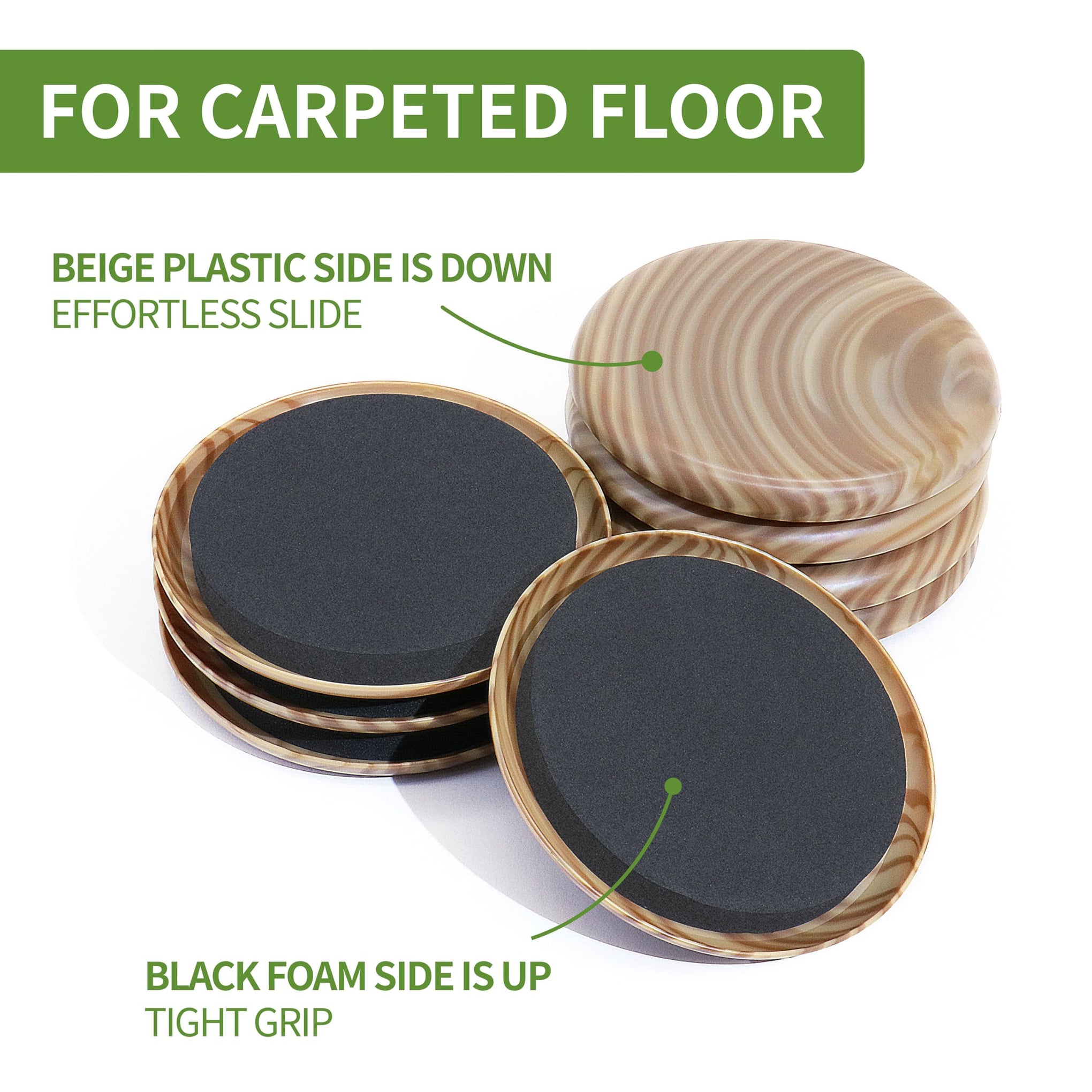 Furniture Sliders for Carpet 8 PCS (8 Count)
