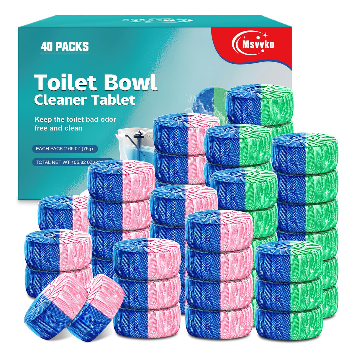Toilet Bowl Cleaner Tablets 40 Packs (40 Count)