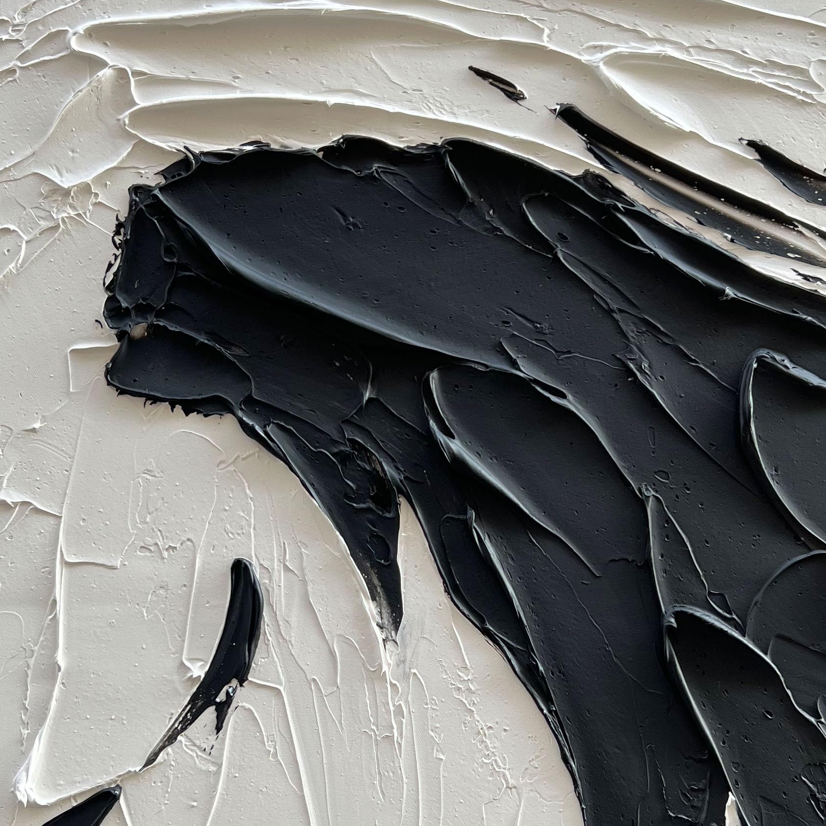 40x28 inch Minimalist Black and White Abstract Painting 100% Hand