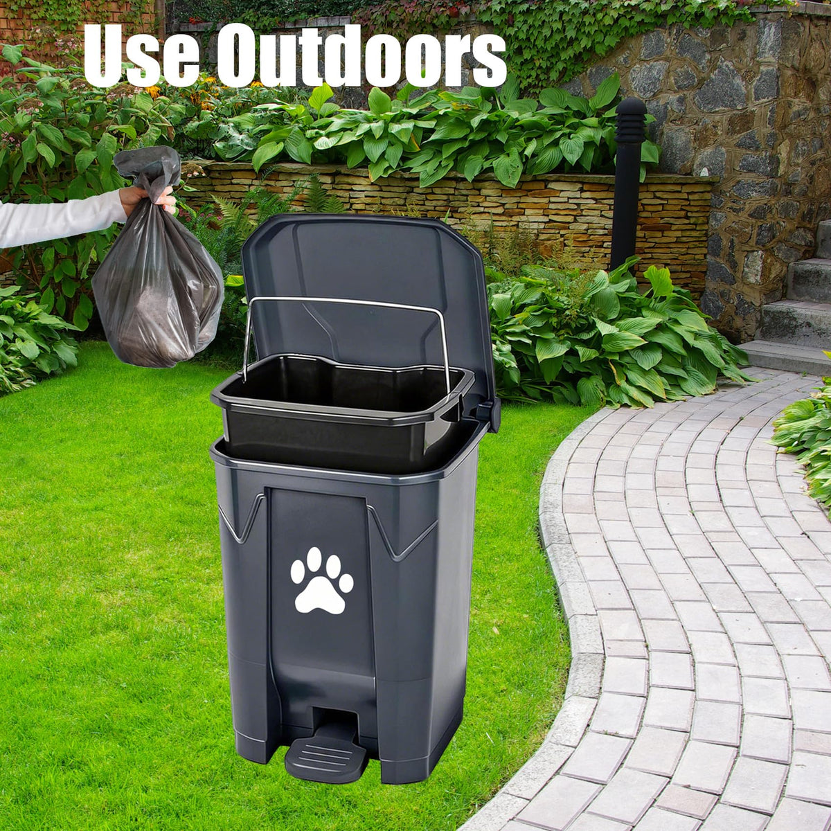 Dog Poop Trash Can Outside with Pooper Scooper