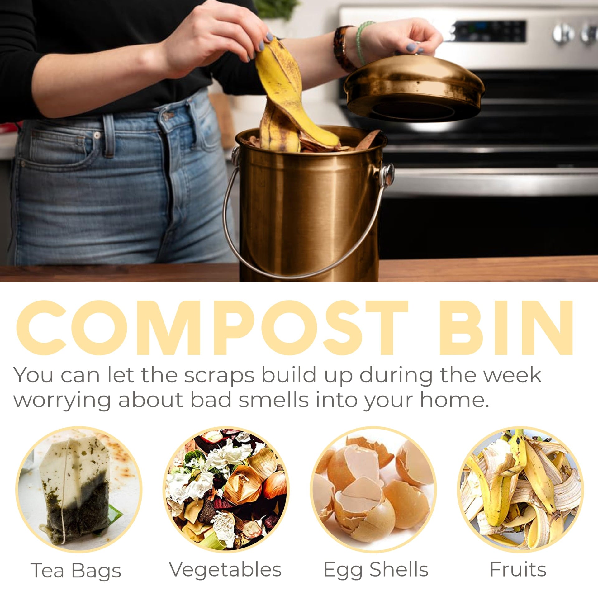 Kitchen Compost Bin for Kicthen Countertops