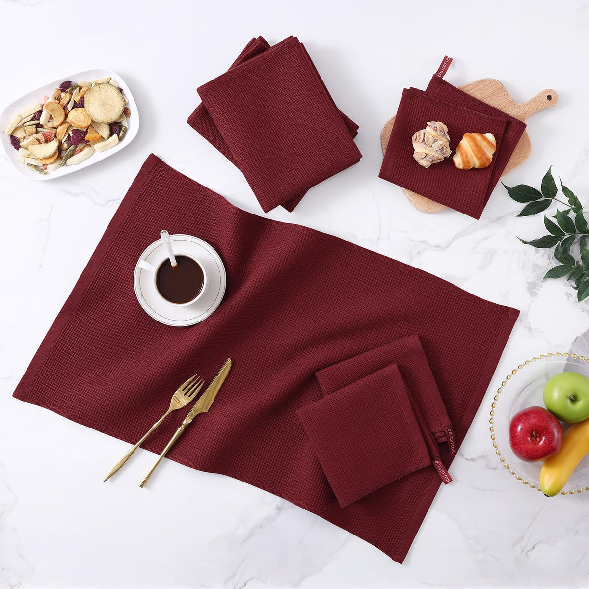 100% Cotton Kitchen Towels and Dishcloths Set (8 Count)