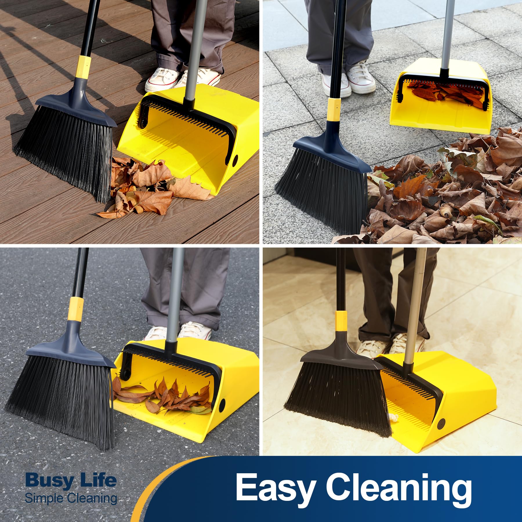 Commercial Broom and Dustpan Set with Comb Commercial Outdoor Indoor