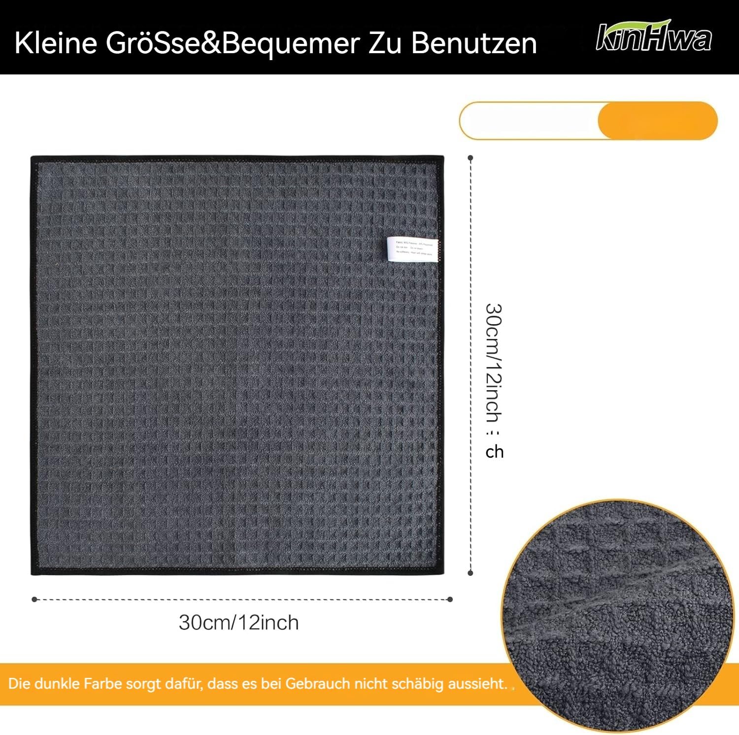 Waffle Microfiber Dish Cloths Gray Kitchen Towels (6 Count)
