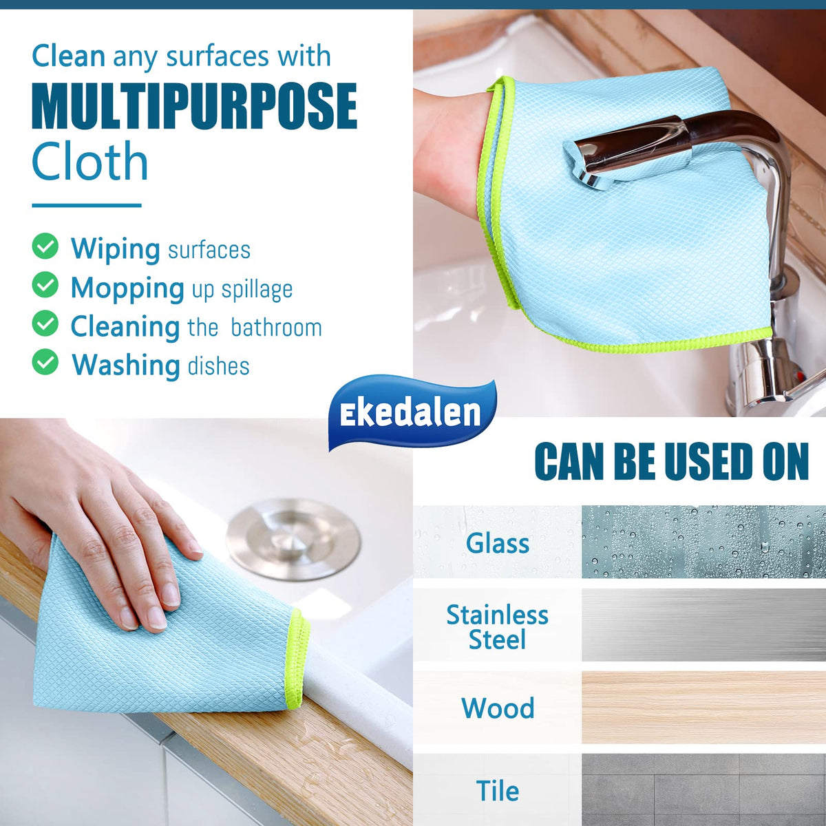 Microfiber Cleaning Cloth Lint Free Glass Polish (8 Count)