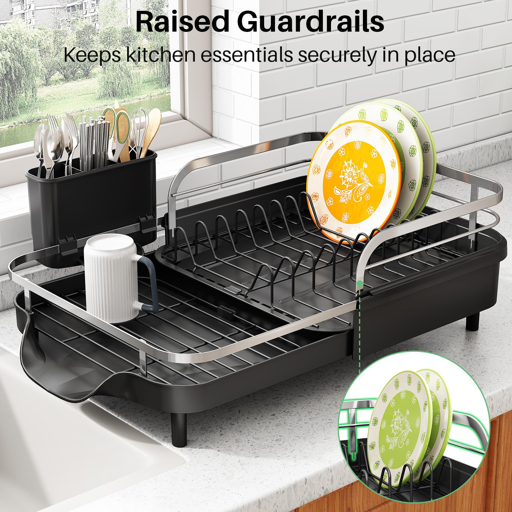 Expandable Dish Drying Rack for Small Kitchen Counter