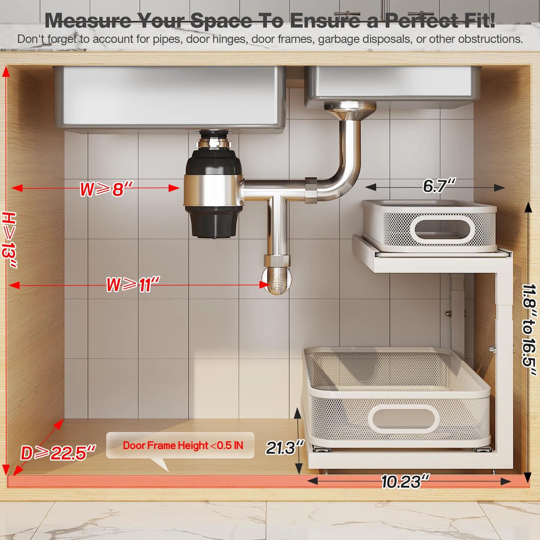 2 Pack 21.3 IN Depth Under Sink Organizer With Next (2 Count)