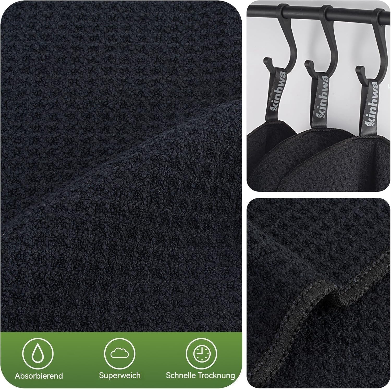 Waffle Microfiber Dish Cloths Black Kitchen Towels (10 Count)