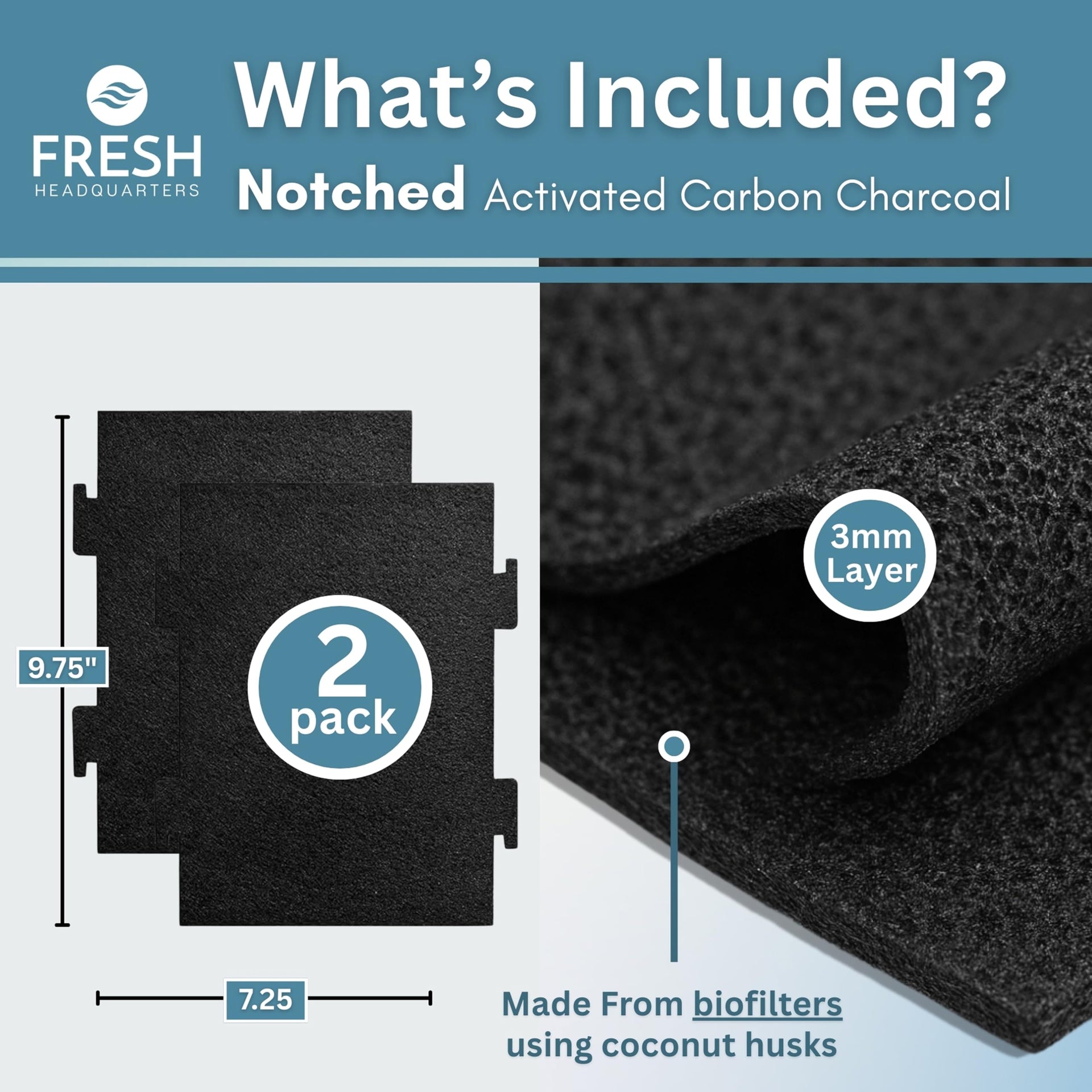 Notched Activated Carbon Microwave Hood Filters