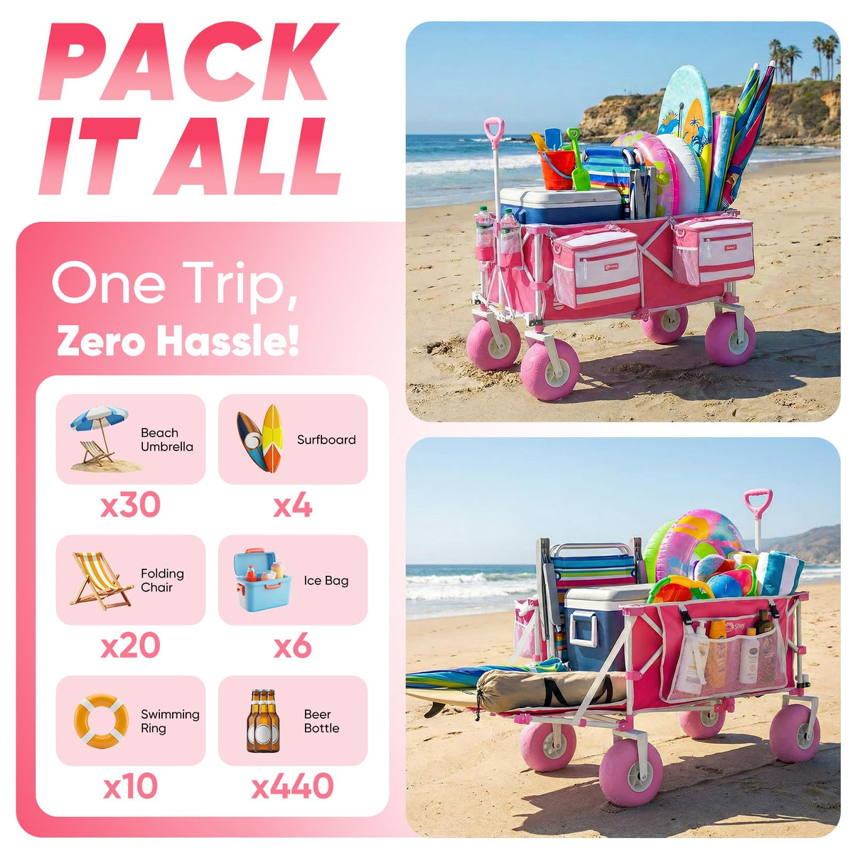 Heavy Duty Beach Wagon with 9" Big Sand