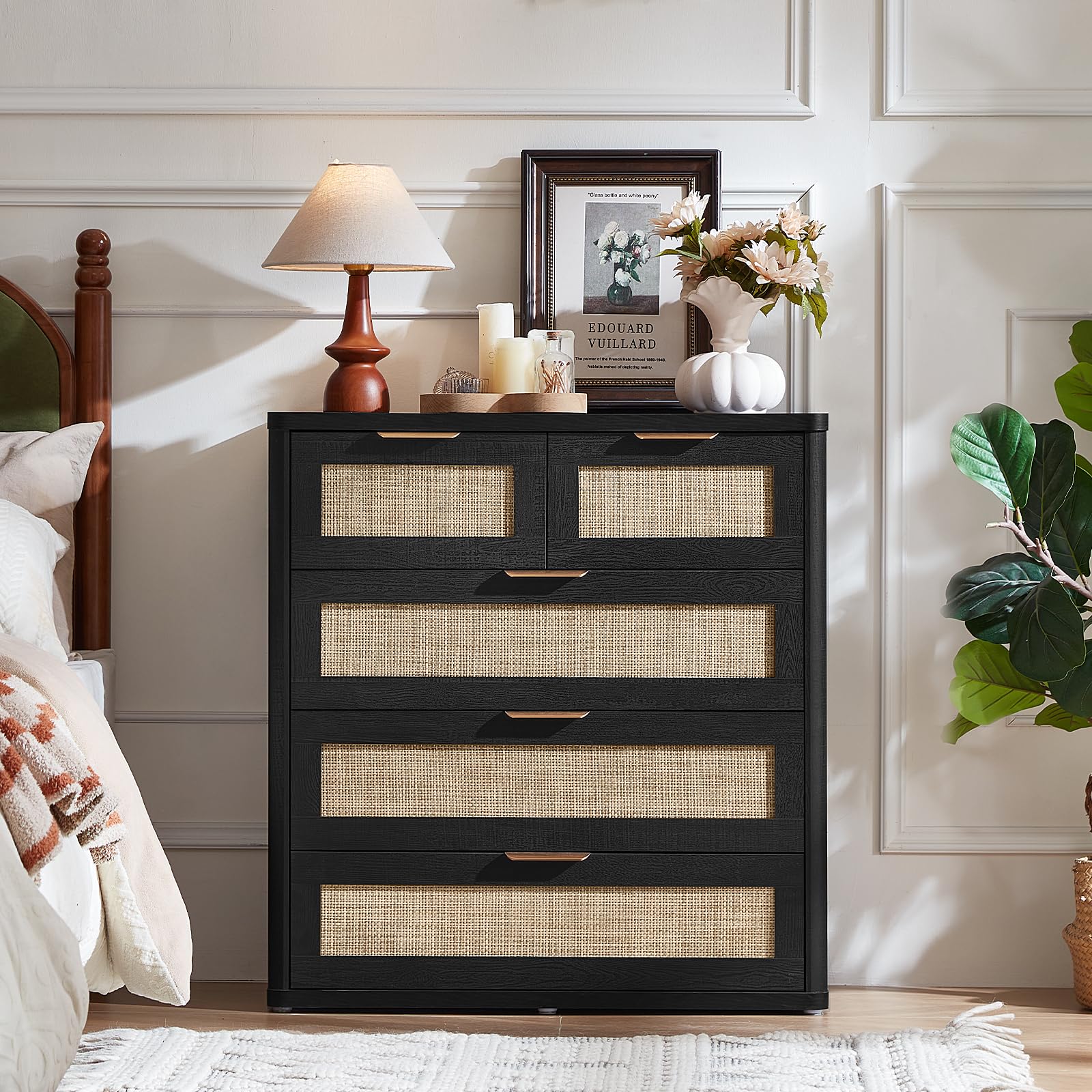 Rattan Dresser for Bedroom Set of 2