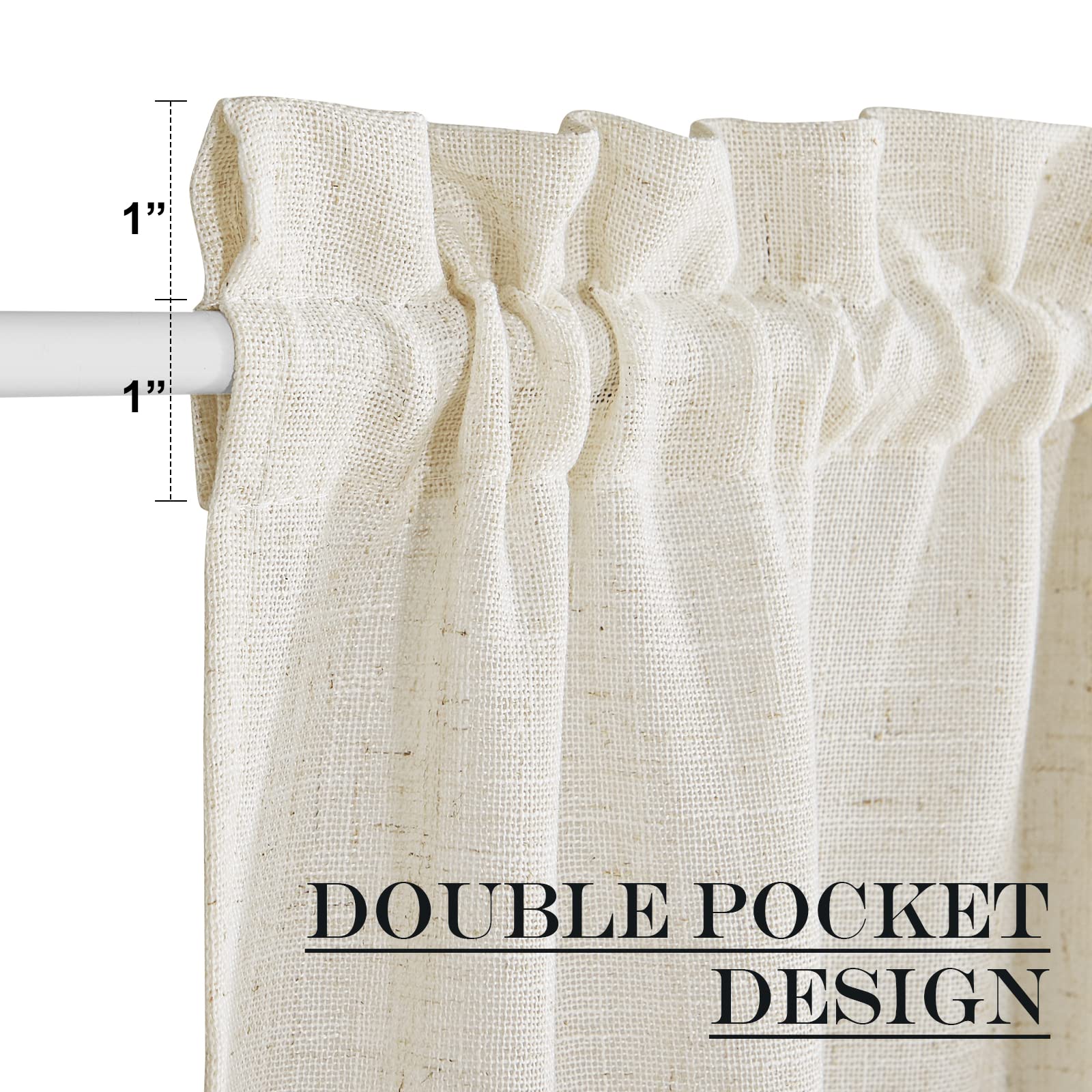 Linen Sheer Door Curtain Panel for French Front Window Glass