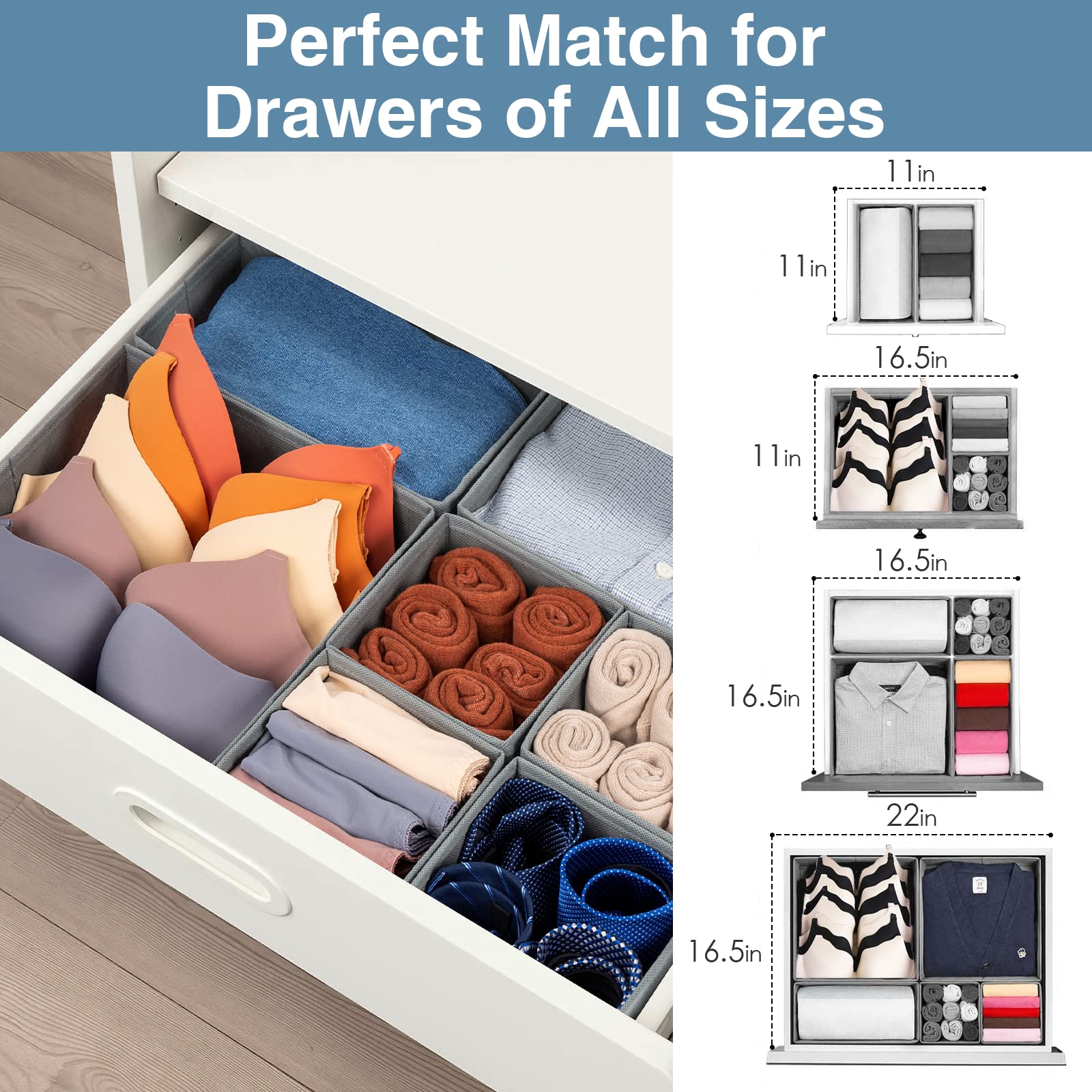 Drawer Organizer Clothes (8 Count)