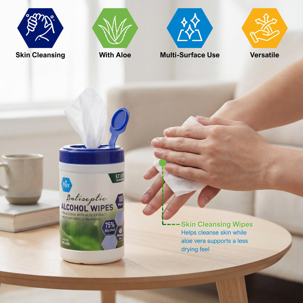 Alcohol Based Disinfectant Wipes with Aloe Vera