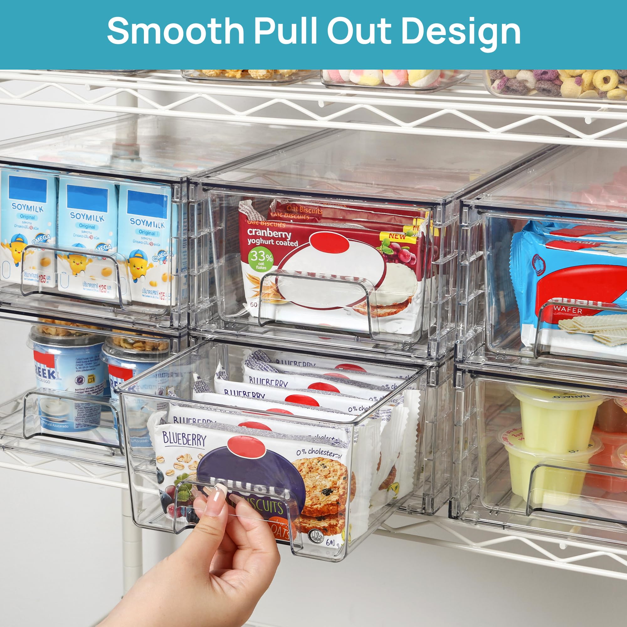 8 Pack Stackable Clear Drawer with Dividers (8 Count)