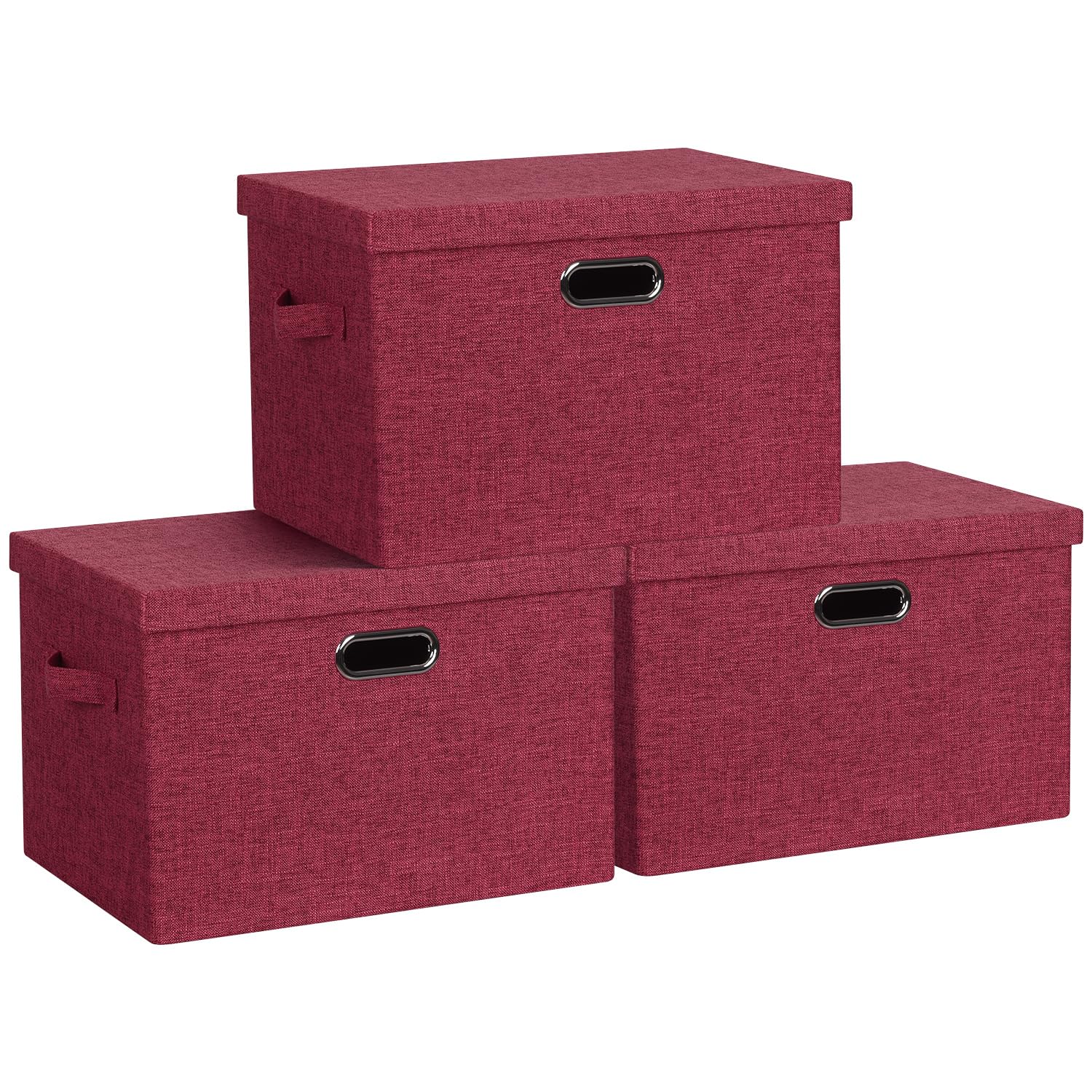 Storage Bins with Lids Fabric Closet Organizers Cubes Office Organization (3 Count)