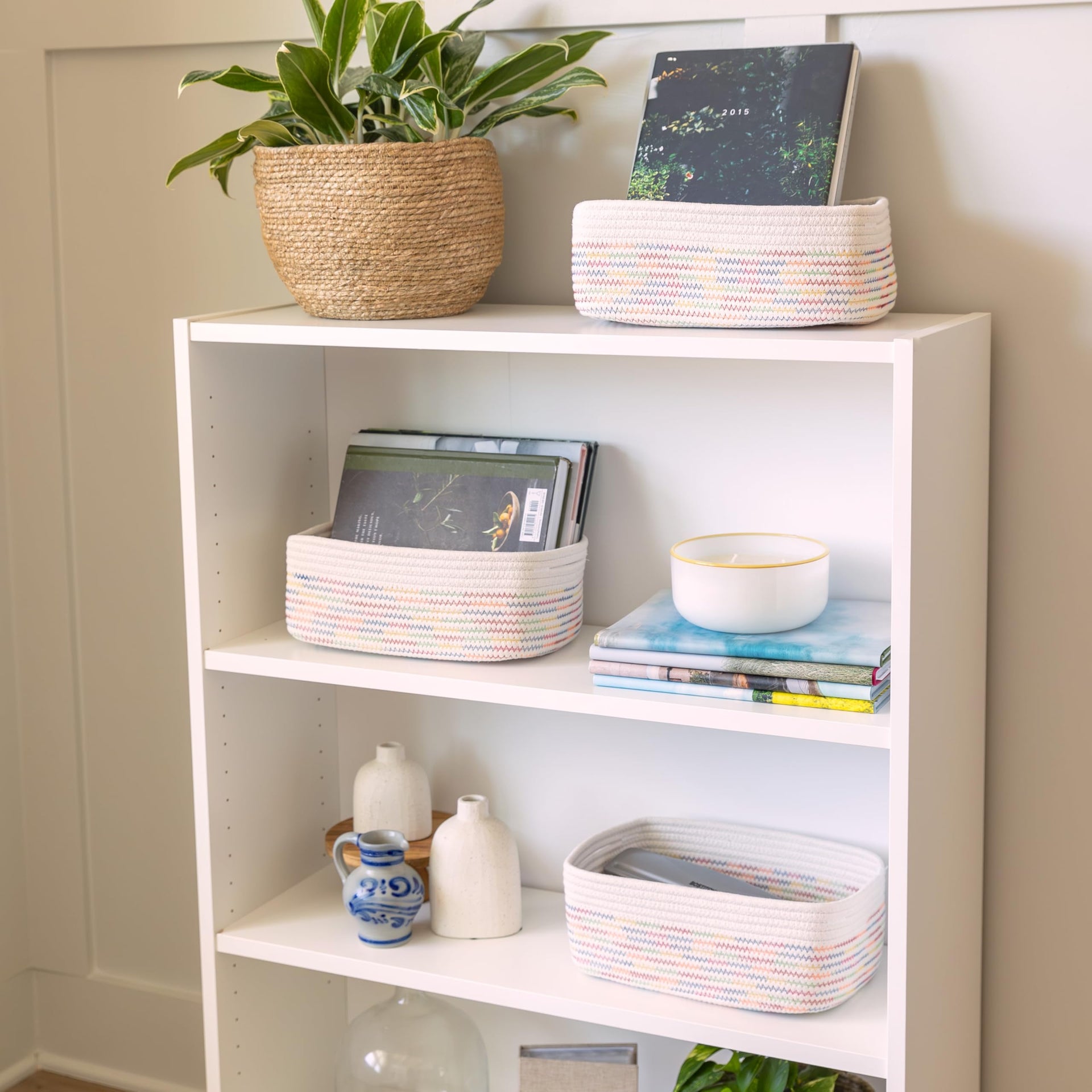 11.8"x8"x4.5” Rectangle Storage Baskets for Shelves 3 Pack (3 Count)