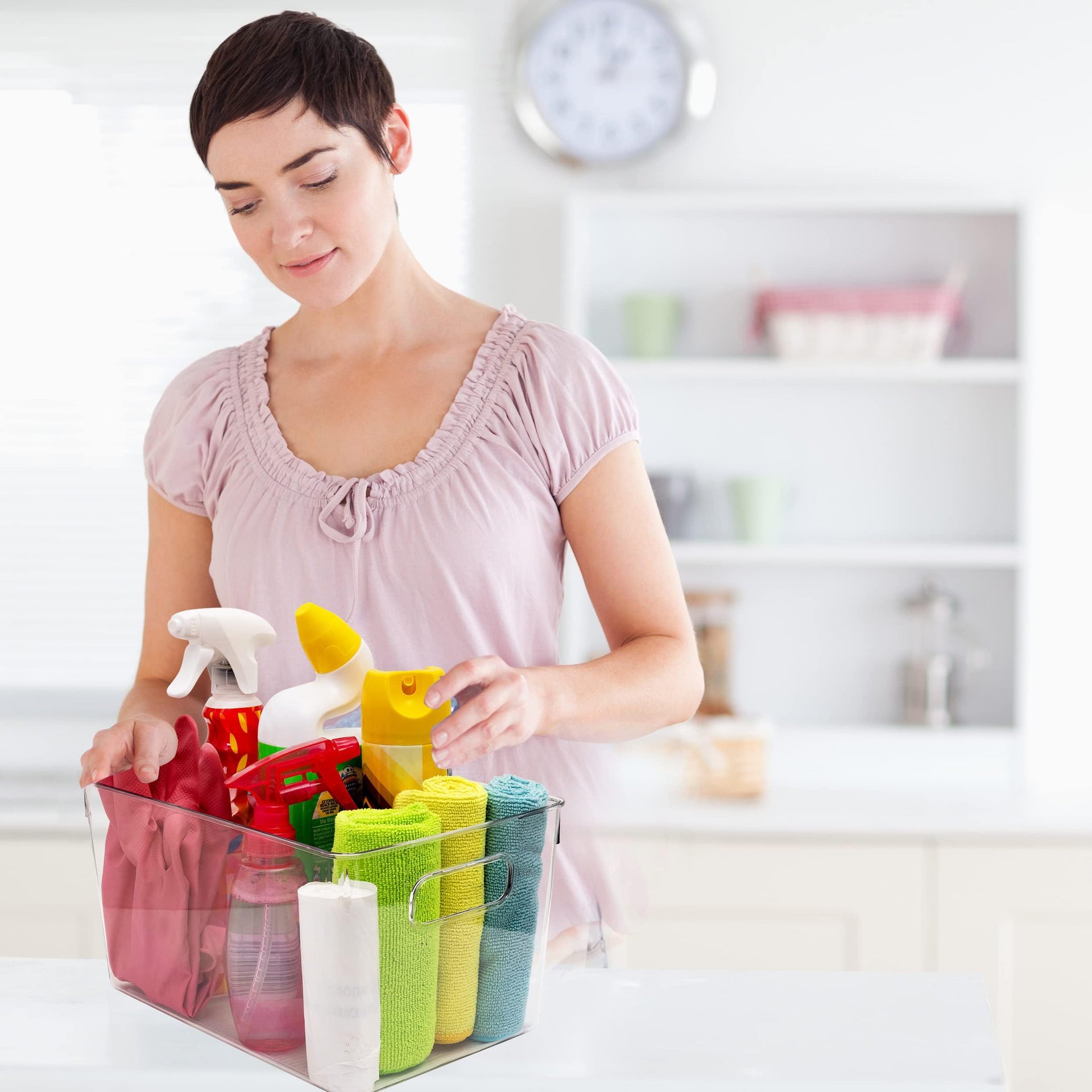 Clear Plastic Storage Bins (8 Count)