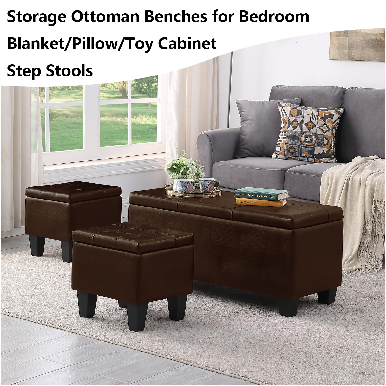 Ottoman with Storage Set of 3