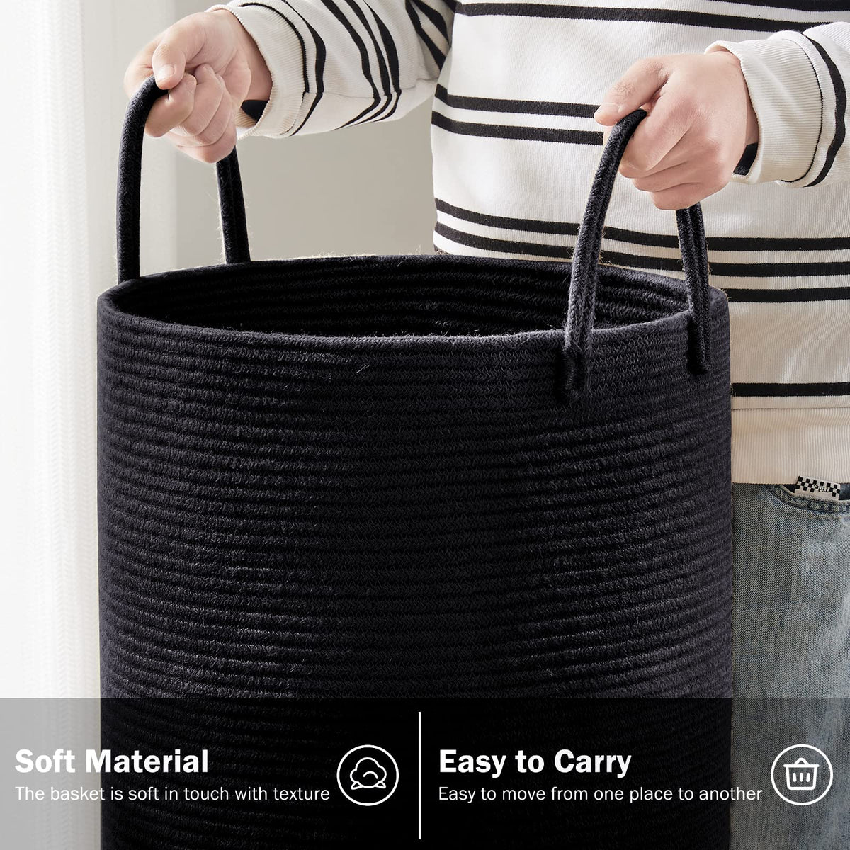 Woven Rope Laundry Hamper Basket - ModHome Supplies