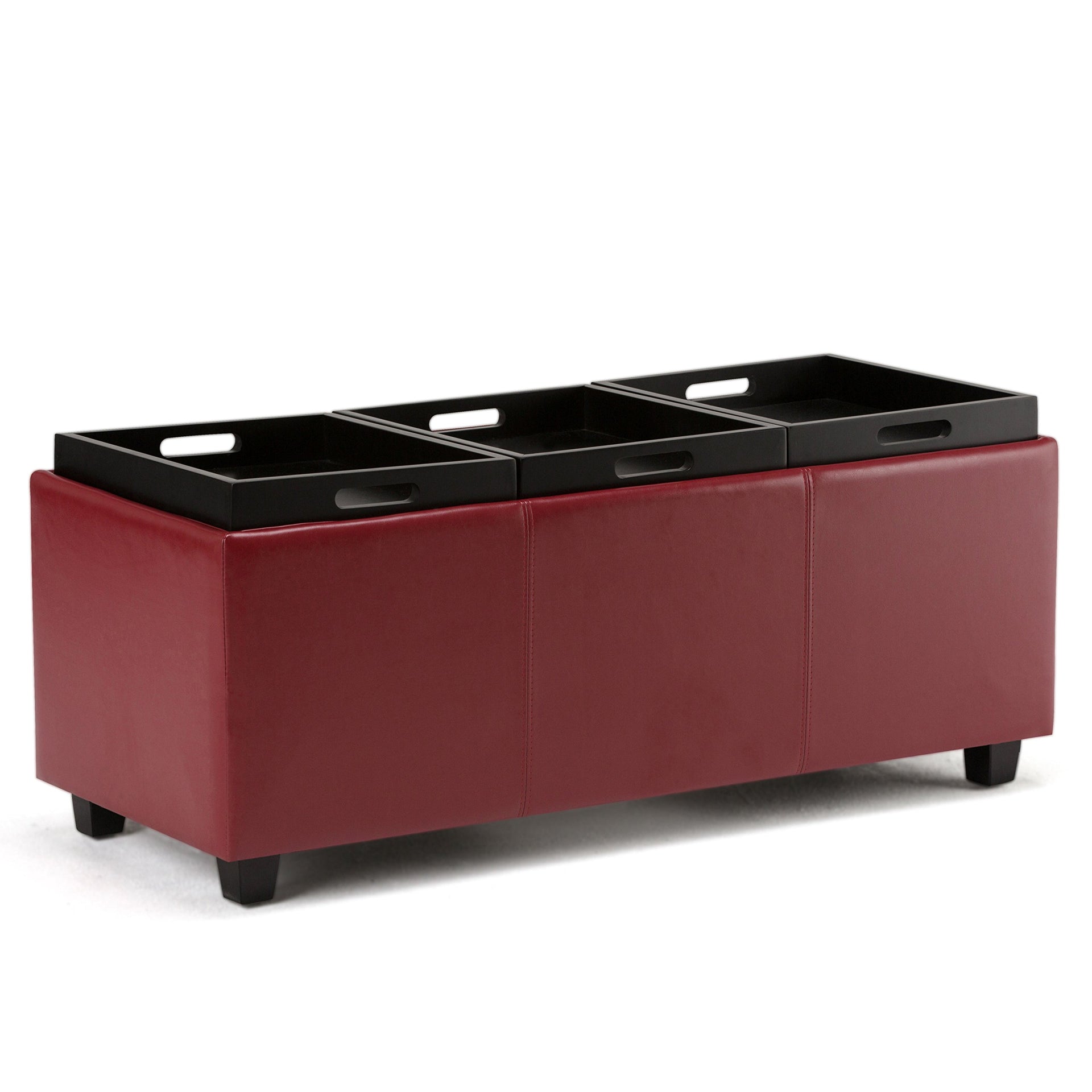 Avalon 48" Wide Vegan Leather Storage Ottoman in Grey Brown