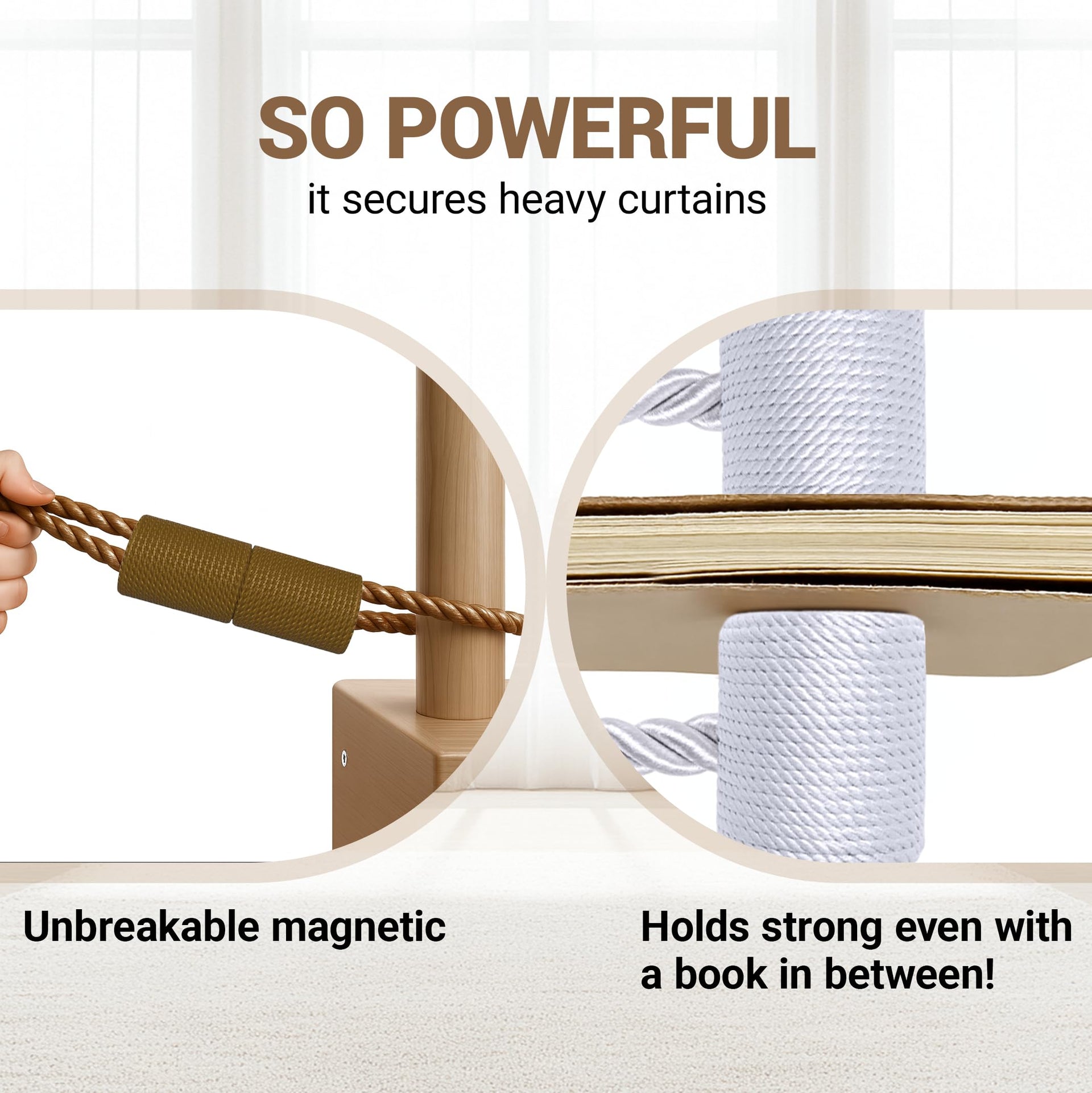 Magnetic Curtain Tiebacks Dark Brown 4pcs