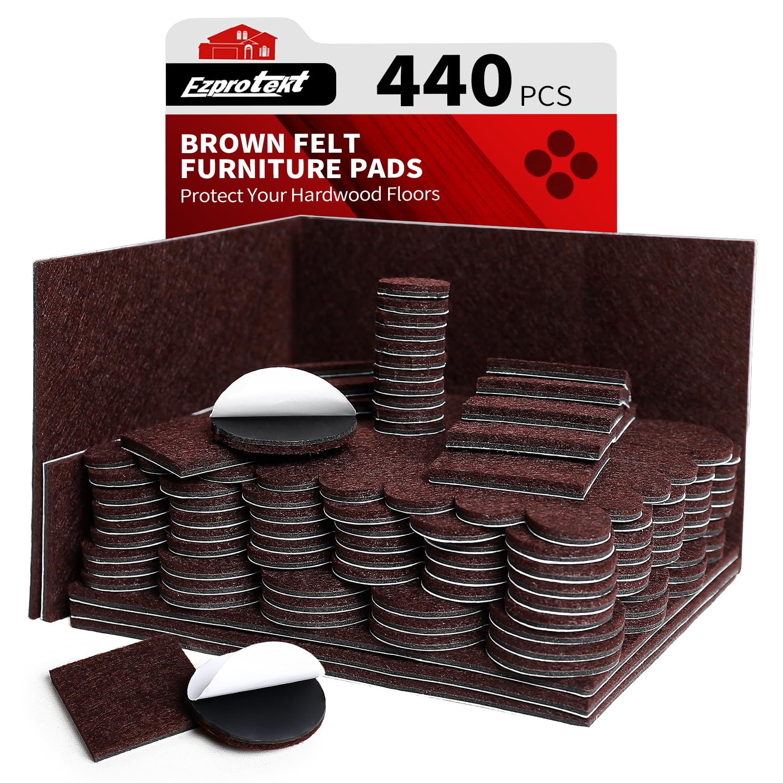 440Pcs Felt Chair Leg Pads Floor Protectors for Hardwoods Floors (440 Count)