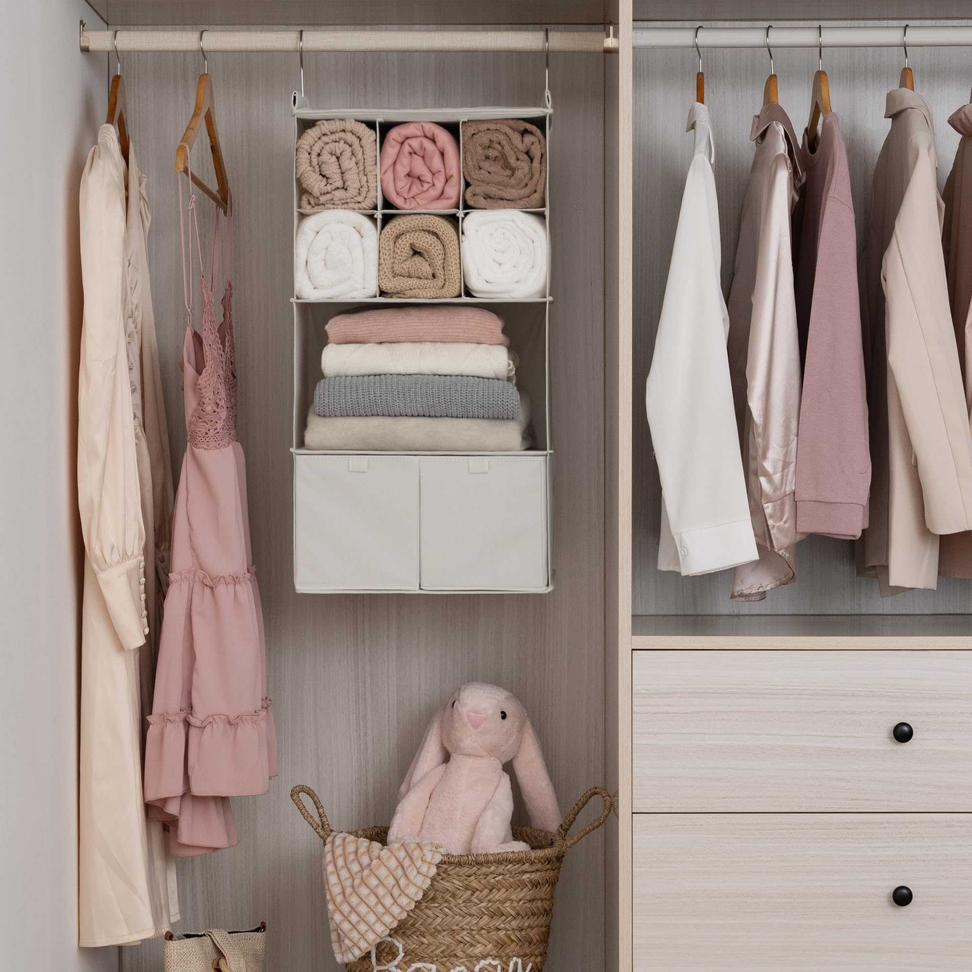 4 Shelf Hanging Closet Organizer with Drawer