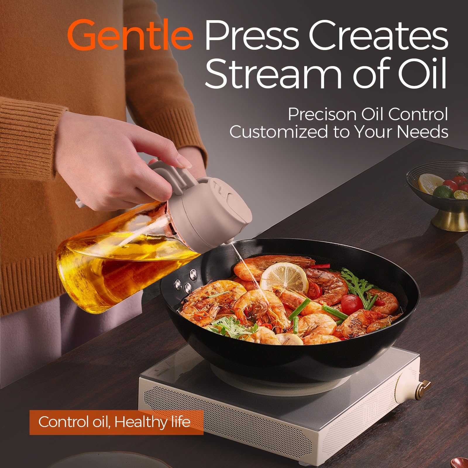 16oz 470ml Glass Olive Oil Sprayer for Cooking with Stickers