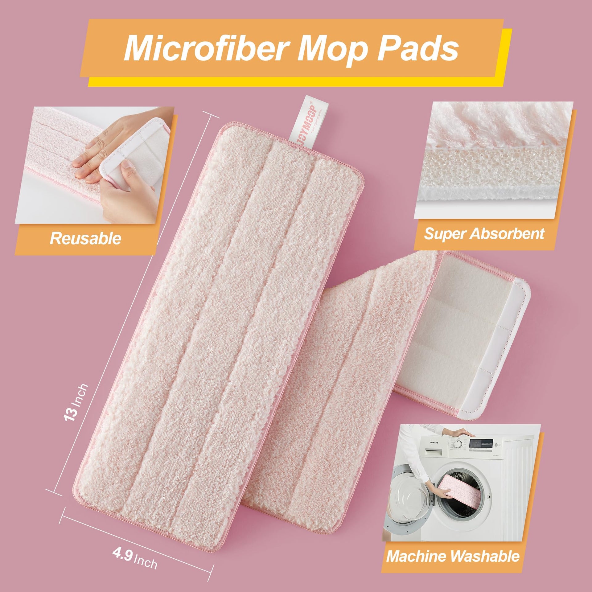 Microfiber Flat Mop Replacement Pads (4 Count)