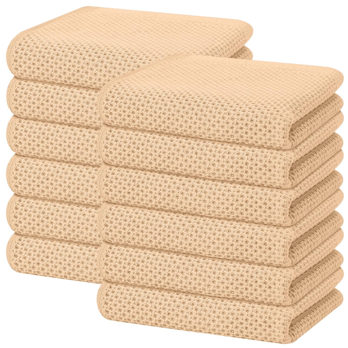 100% Cotton Waffle Weave Kitchen Dish Towels 12 (12 Count)