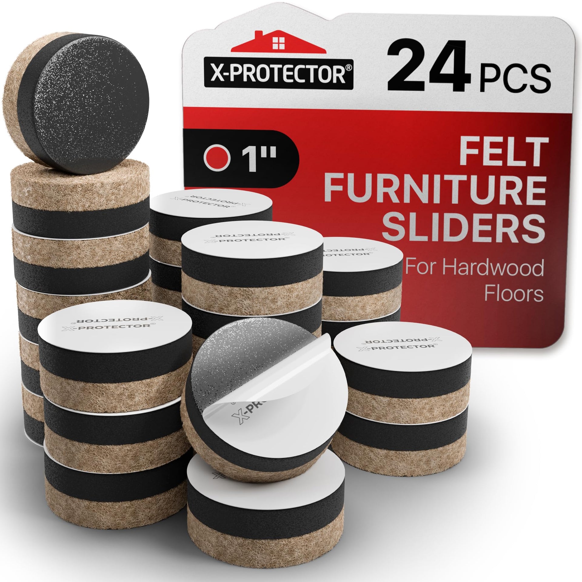Felt Furniture Sliders for Hardwood Floors (24 Count)