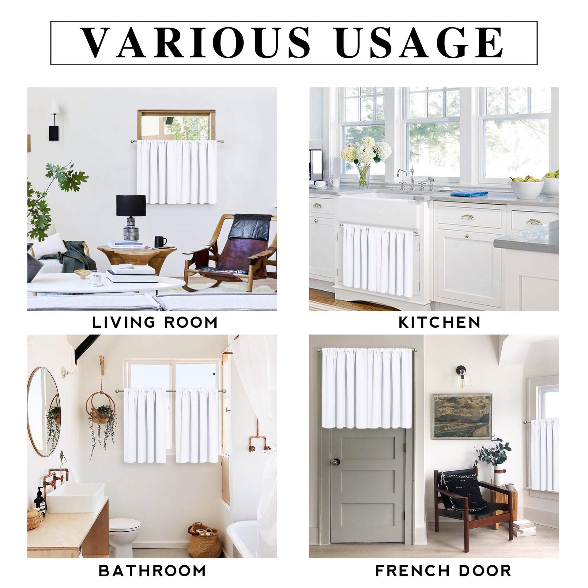 Short Pure White Curtains for Small Bedroom Kitchen Cafe Window