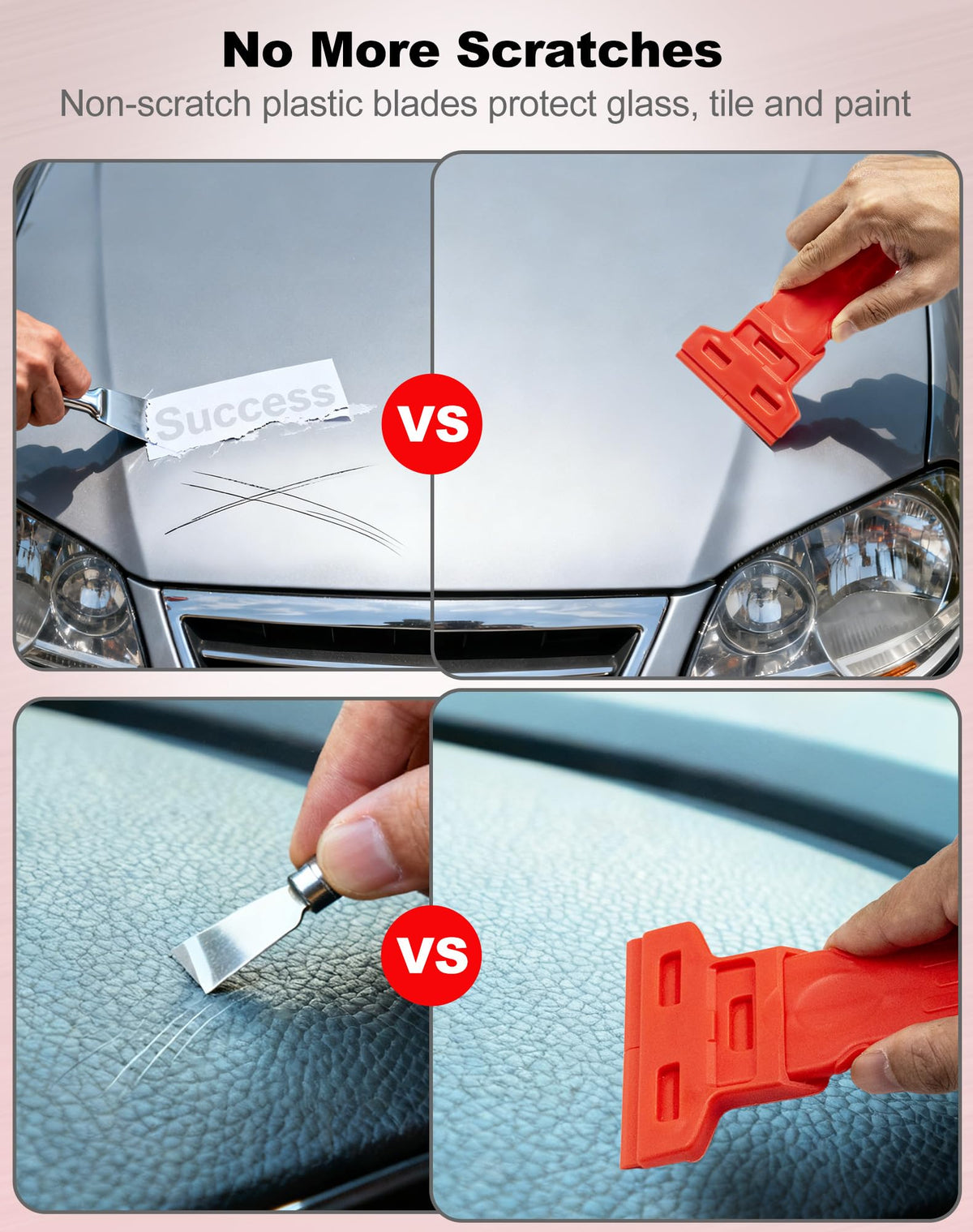 Dual Width Plastic Razor Blade Scraper Tool Non Scratch