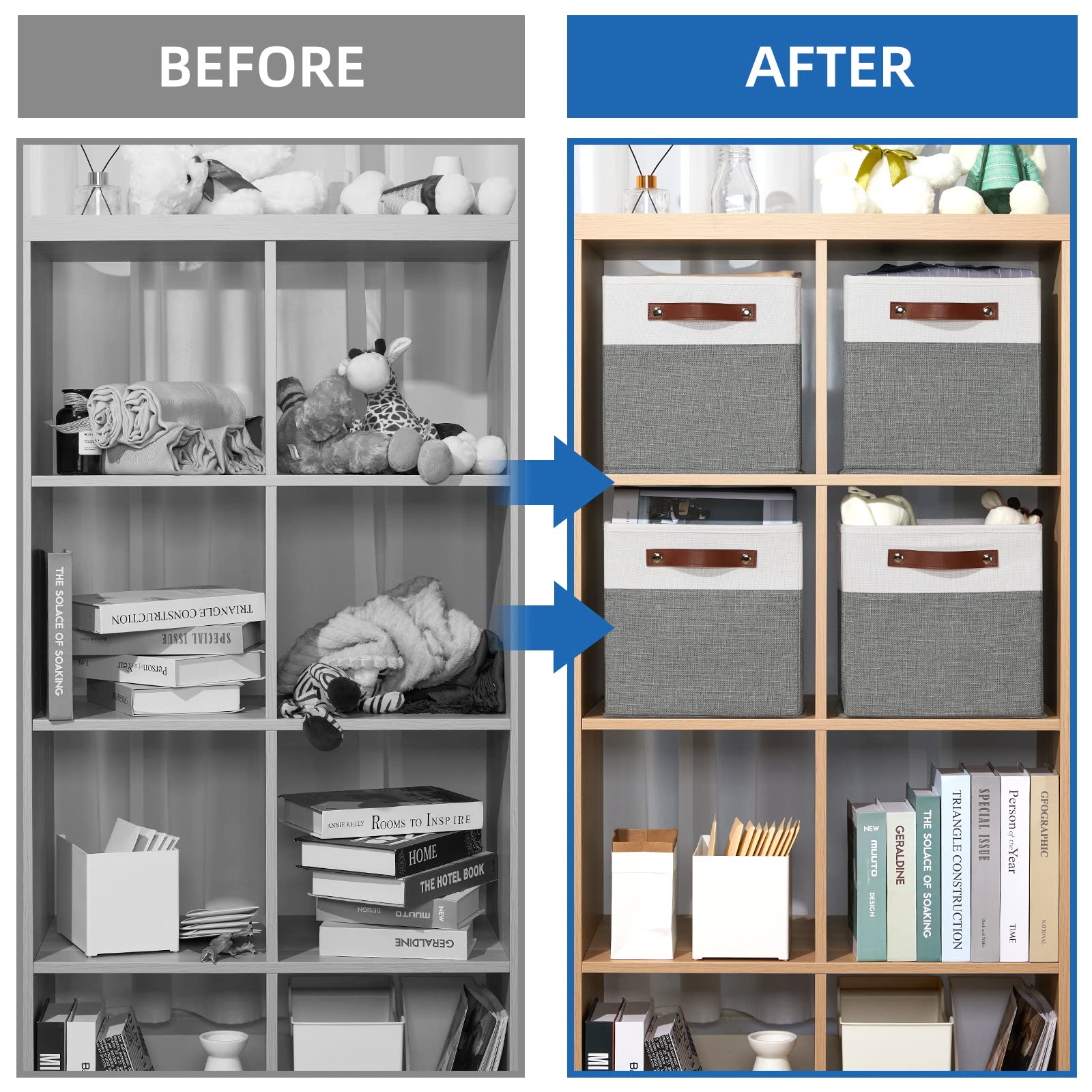 Cube Storage Bins 4 Pack Storage Cubes 11?11 Fabric Storage Bins Foldable Cube Storage Baskets with Handles