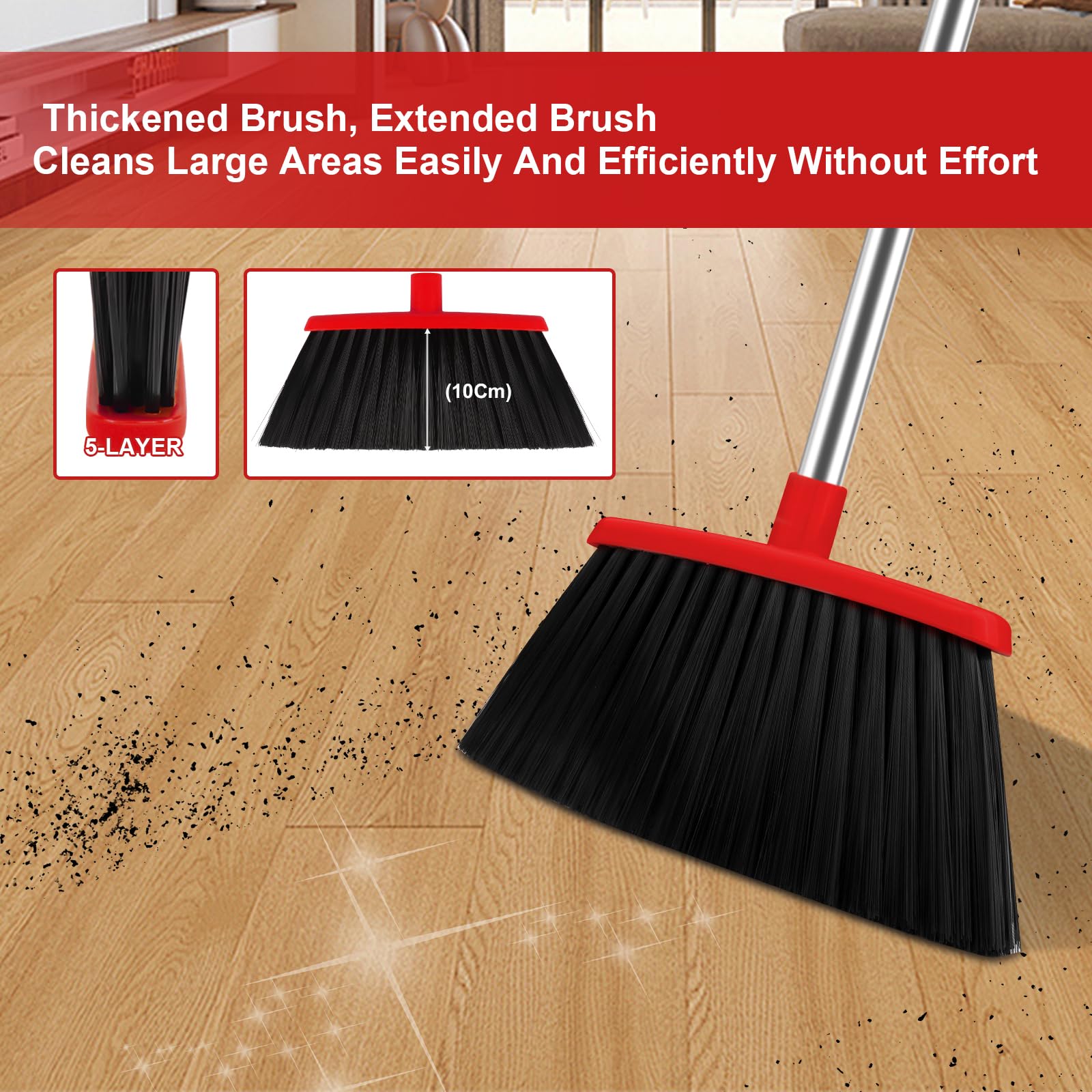 Red Broom and Dustpan Combo Set