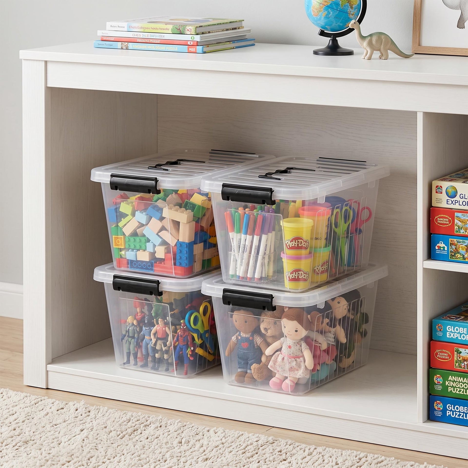 7 Qt Clear Plastic Storage Bins with Lids and Handle Small 6 Pack (6.67 Count)