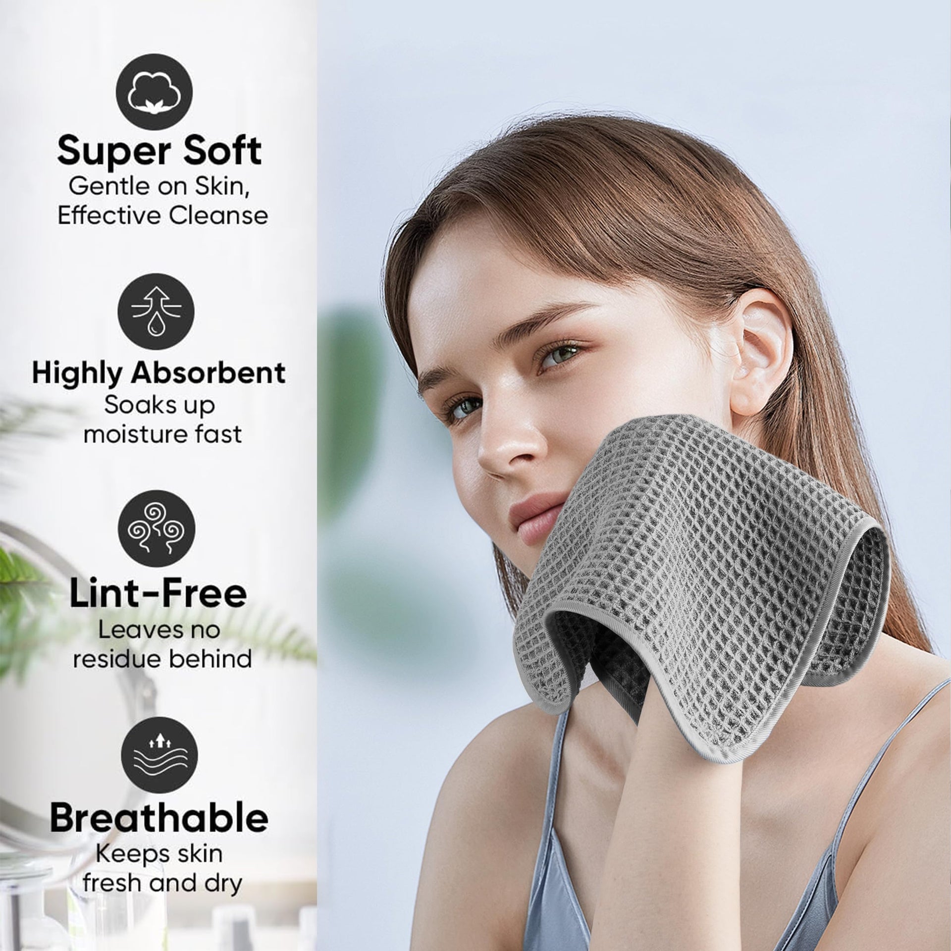 Microfiber Waffle Face Towels (2 Count)